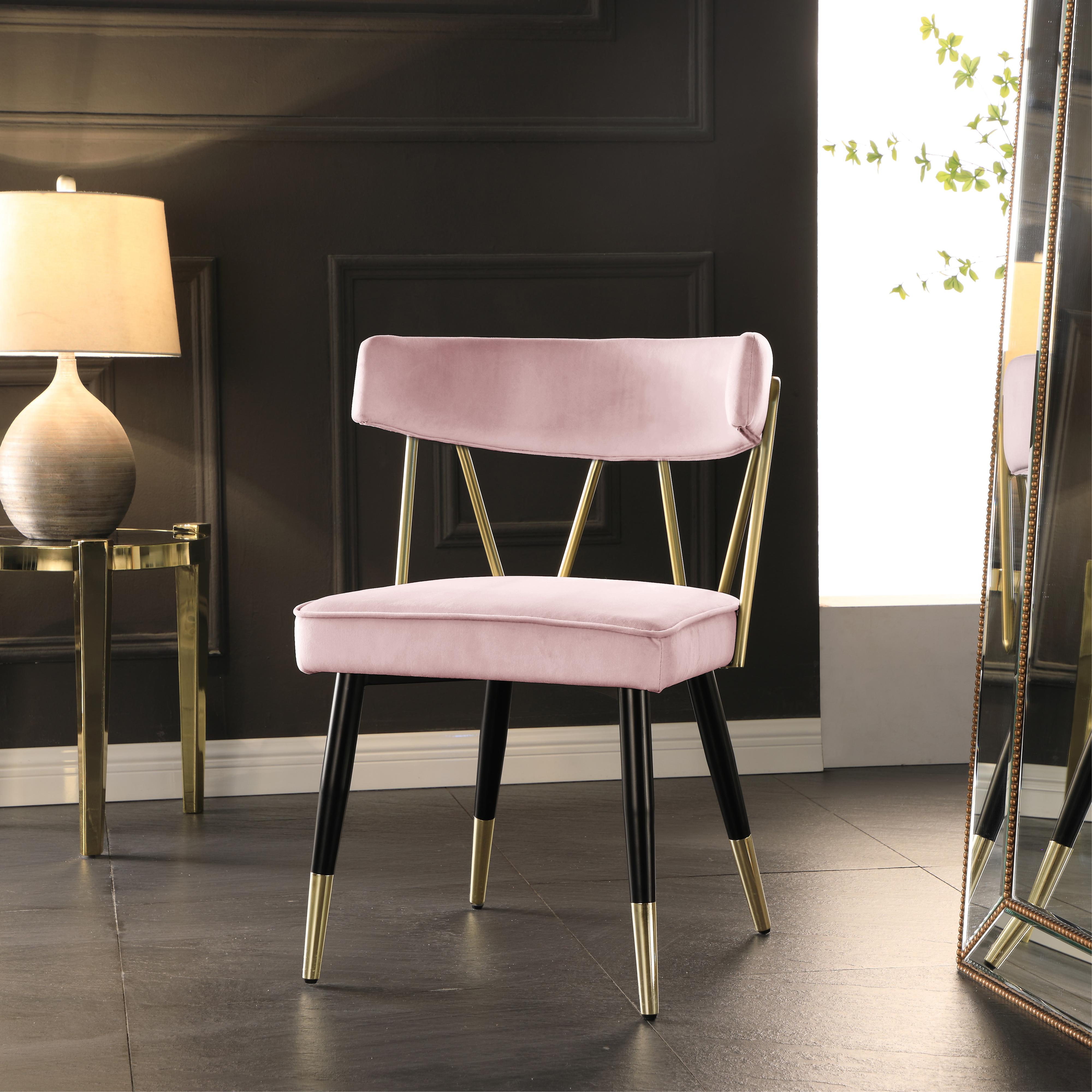 Meridian Rheingold Pink Velvet Dining Chair