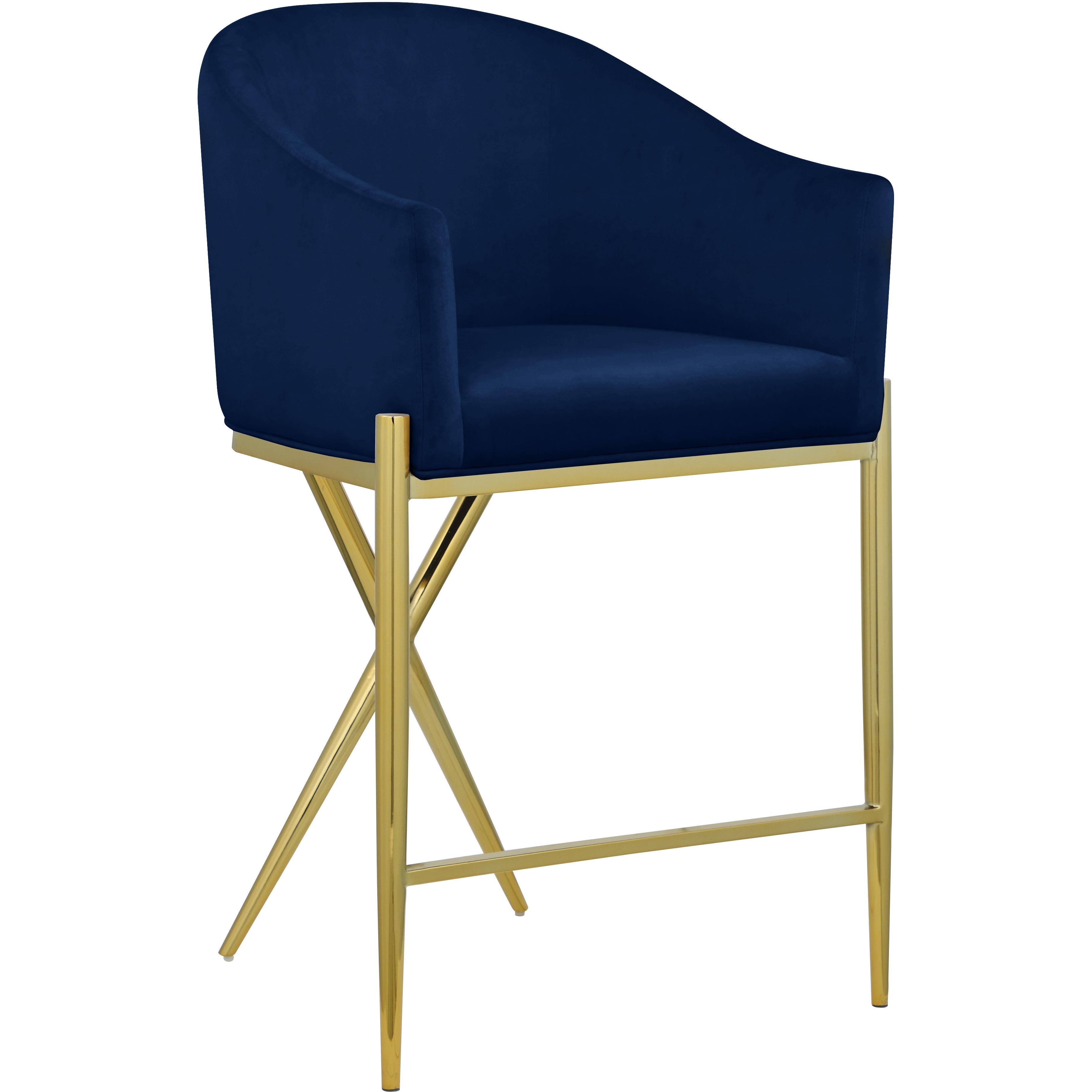 Meridian Xavier Navy Velvet Counter Stool