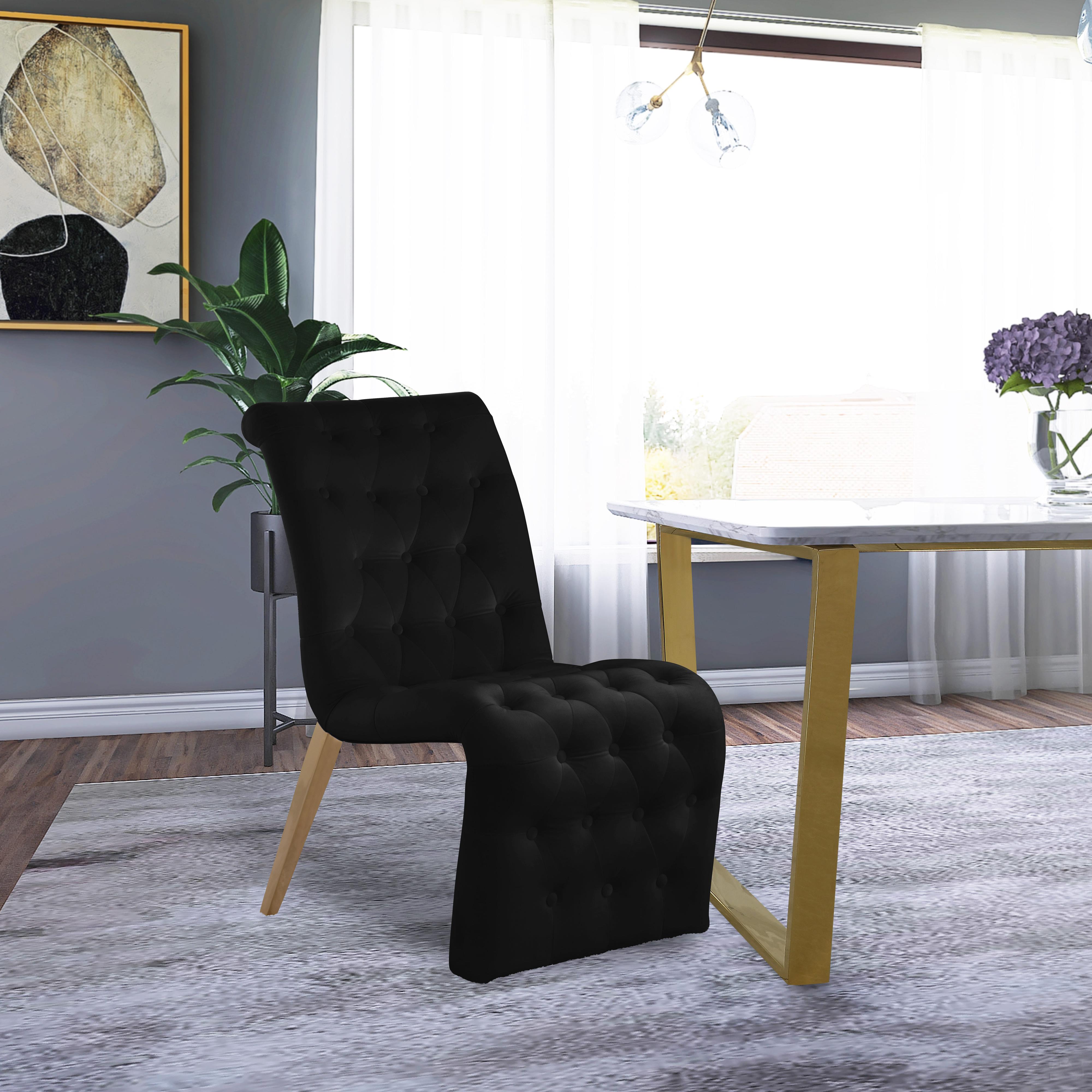 Meridian Curve Black Velvet Dining Chair