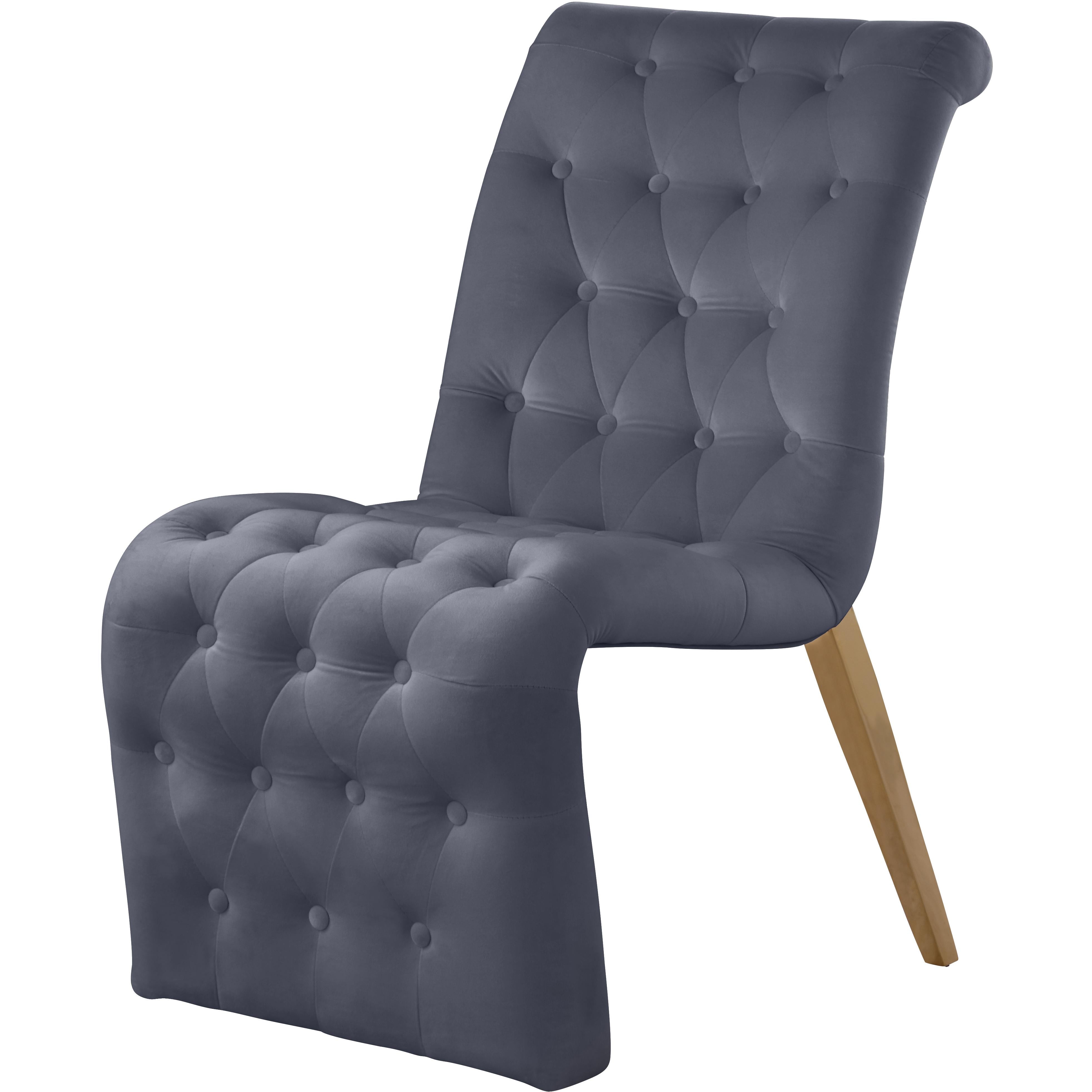 Meridian Curve Grey Velvet Dining Chair
