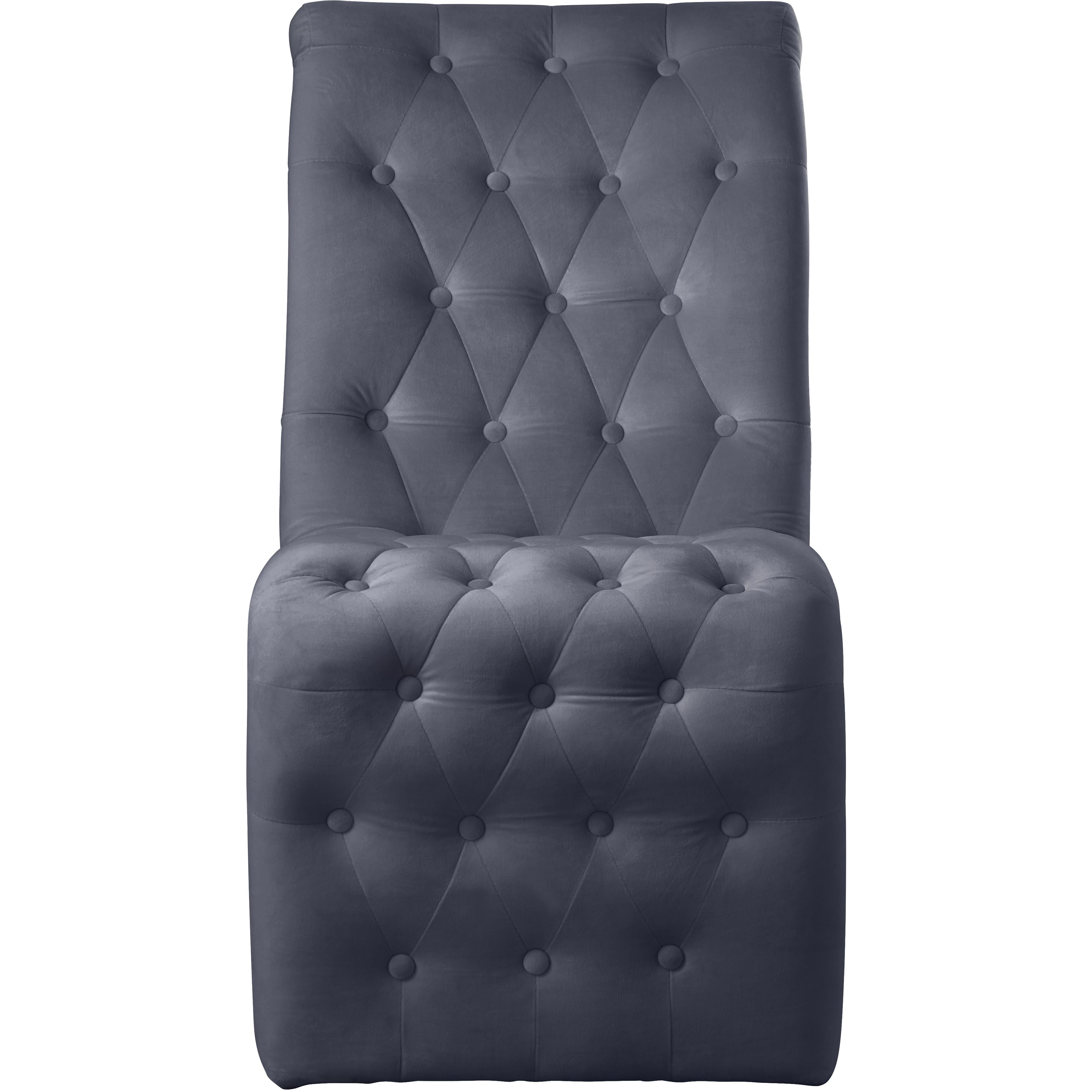 Meridian Curve Grey Velvet Dining Chair