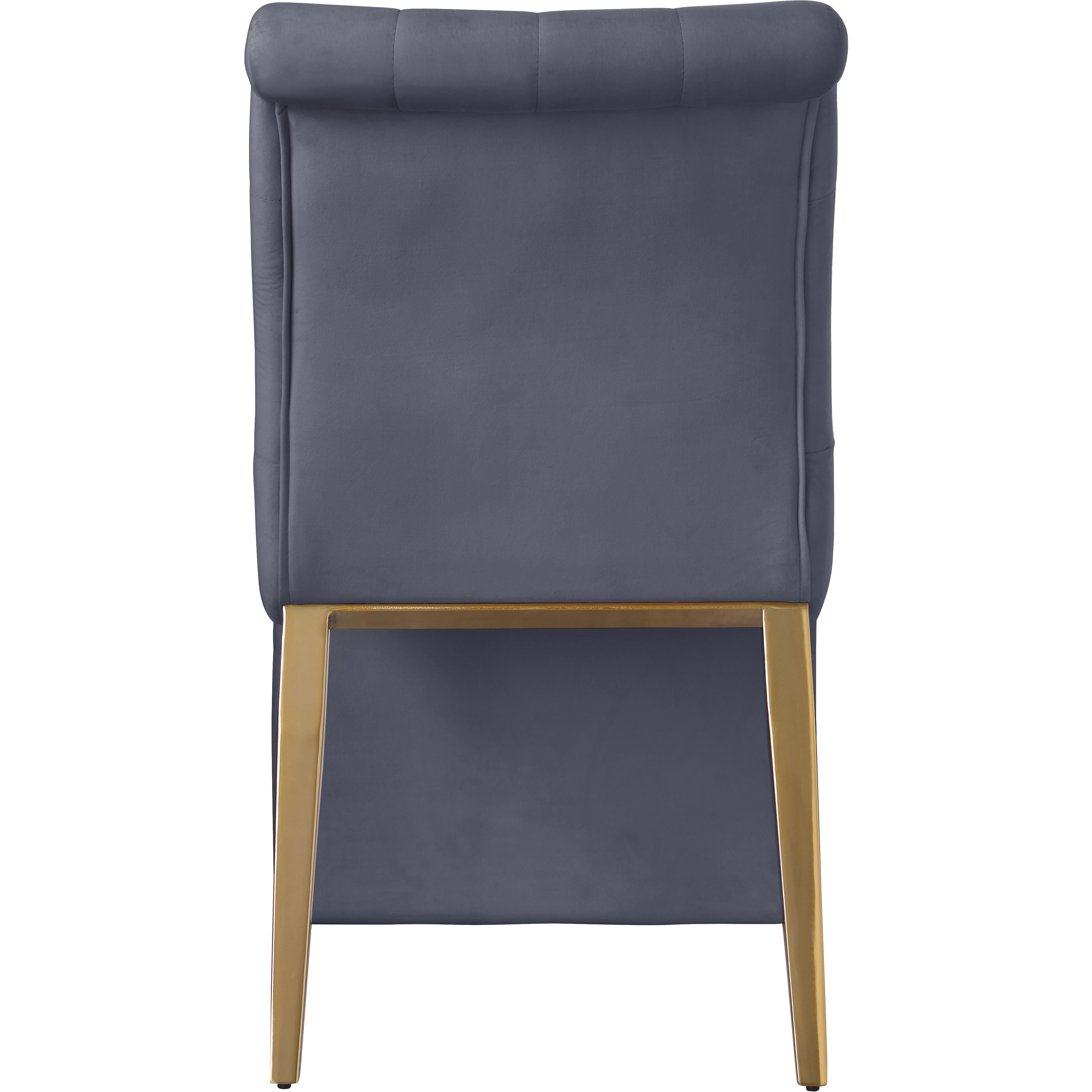 Meridian Curve Grey Velvet Dining Chair