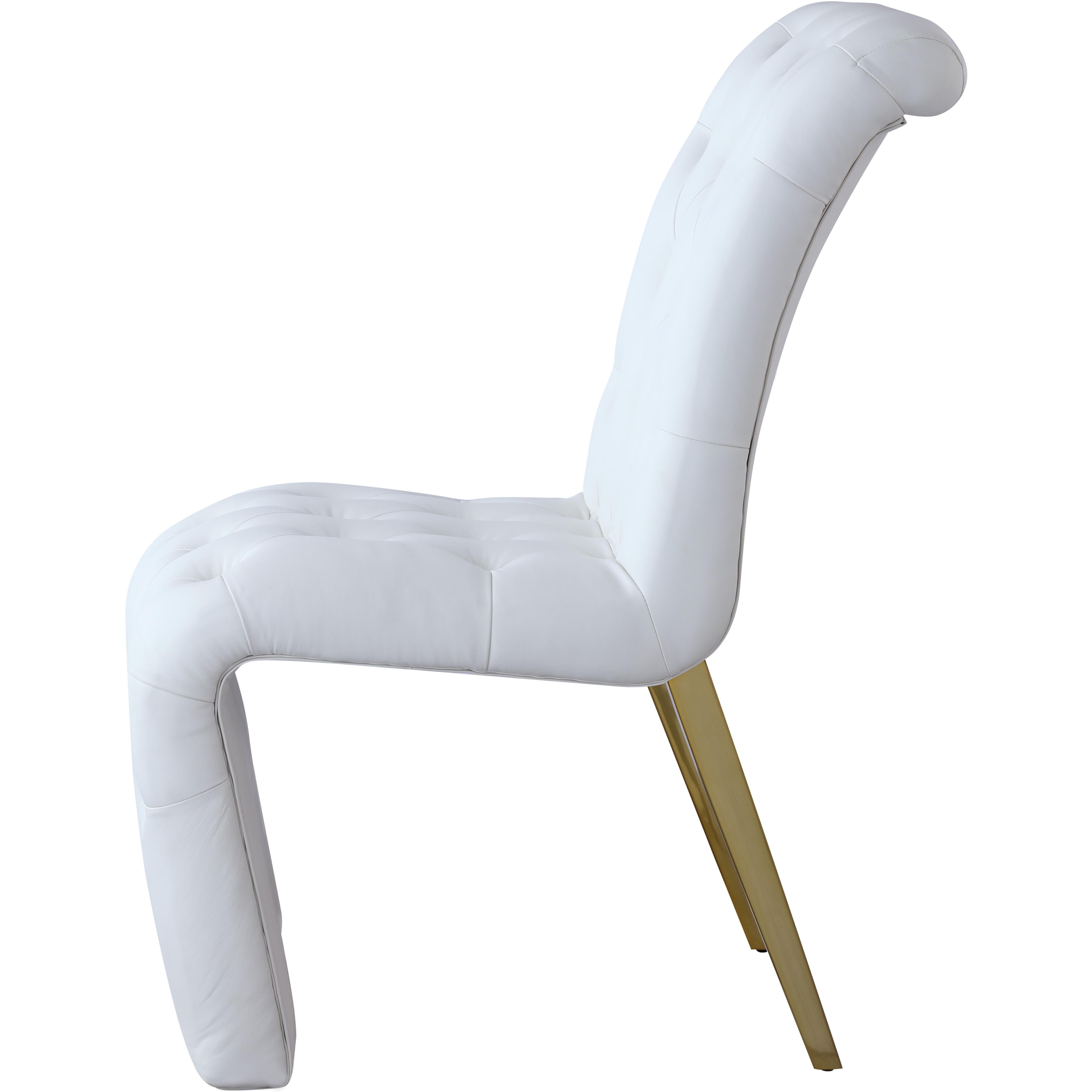Meridian Curve White Vegan Leather Dining Chair