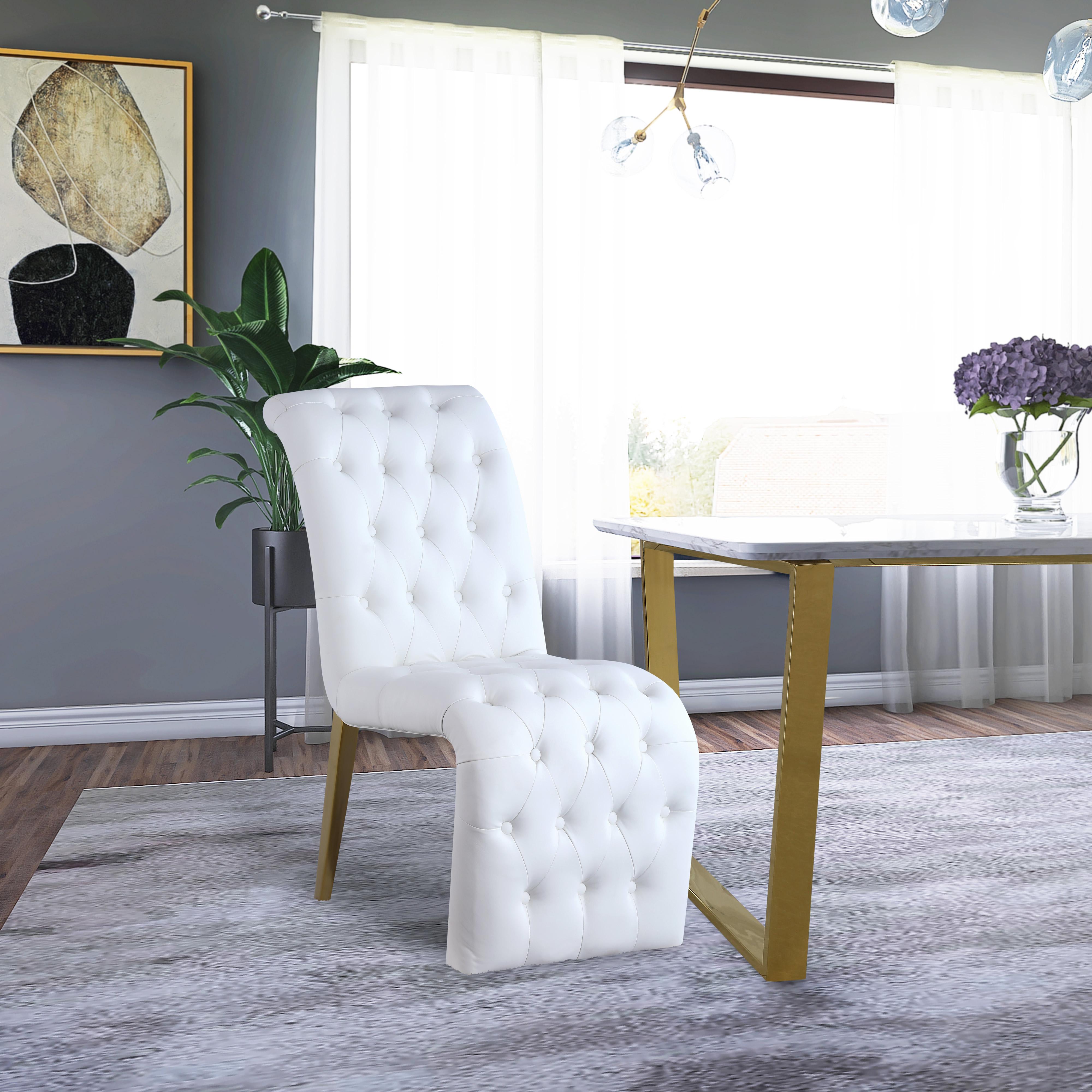 Meridian Curve White Vegan Leather Dining Chair