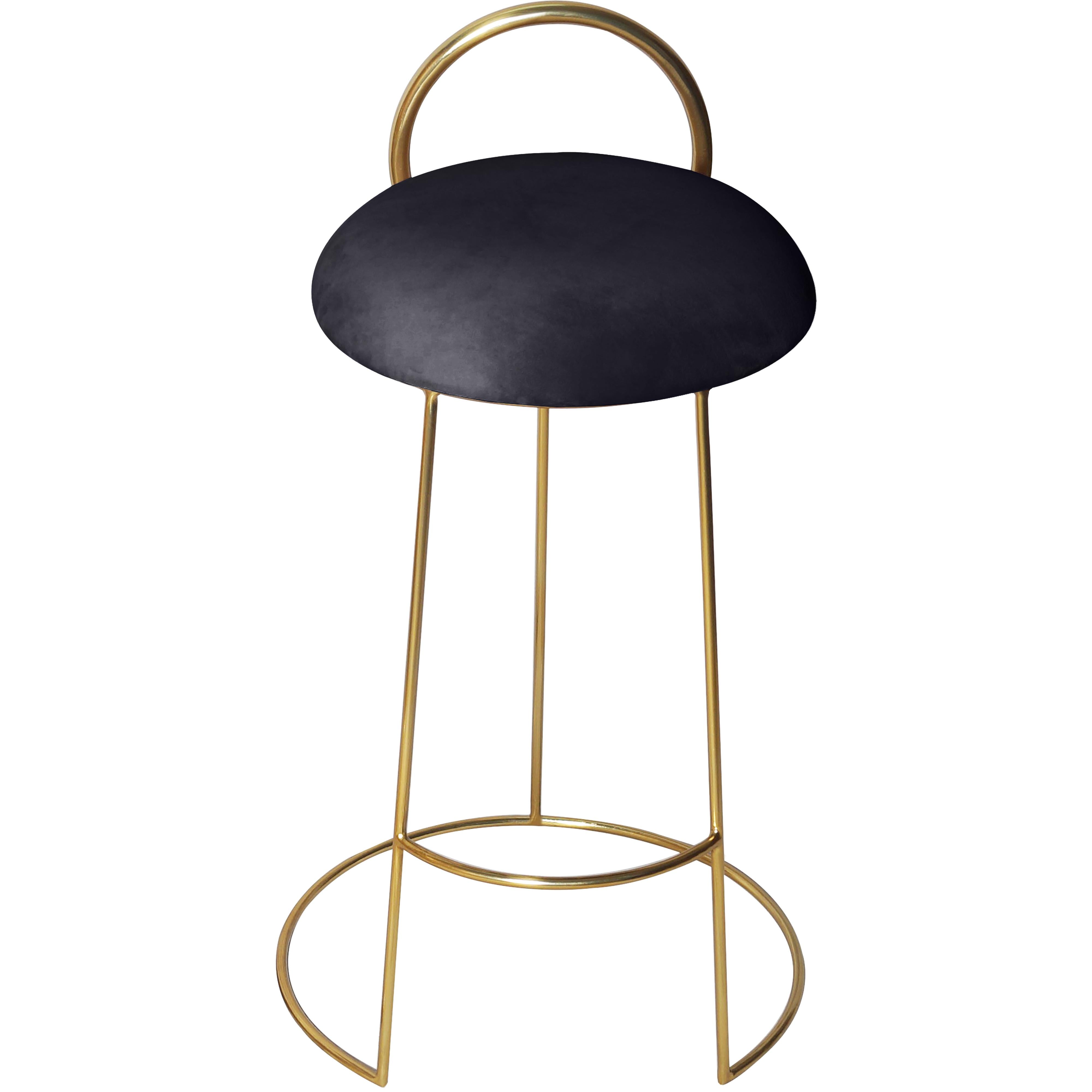 Meridian Ring Black Velvet Counter Stool