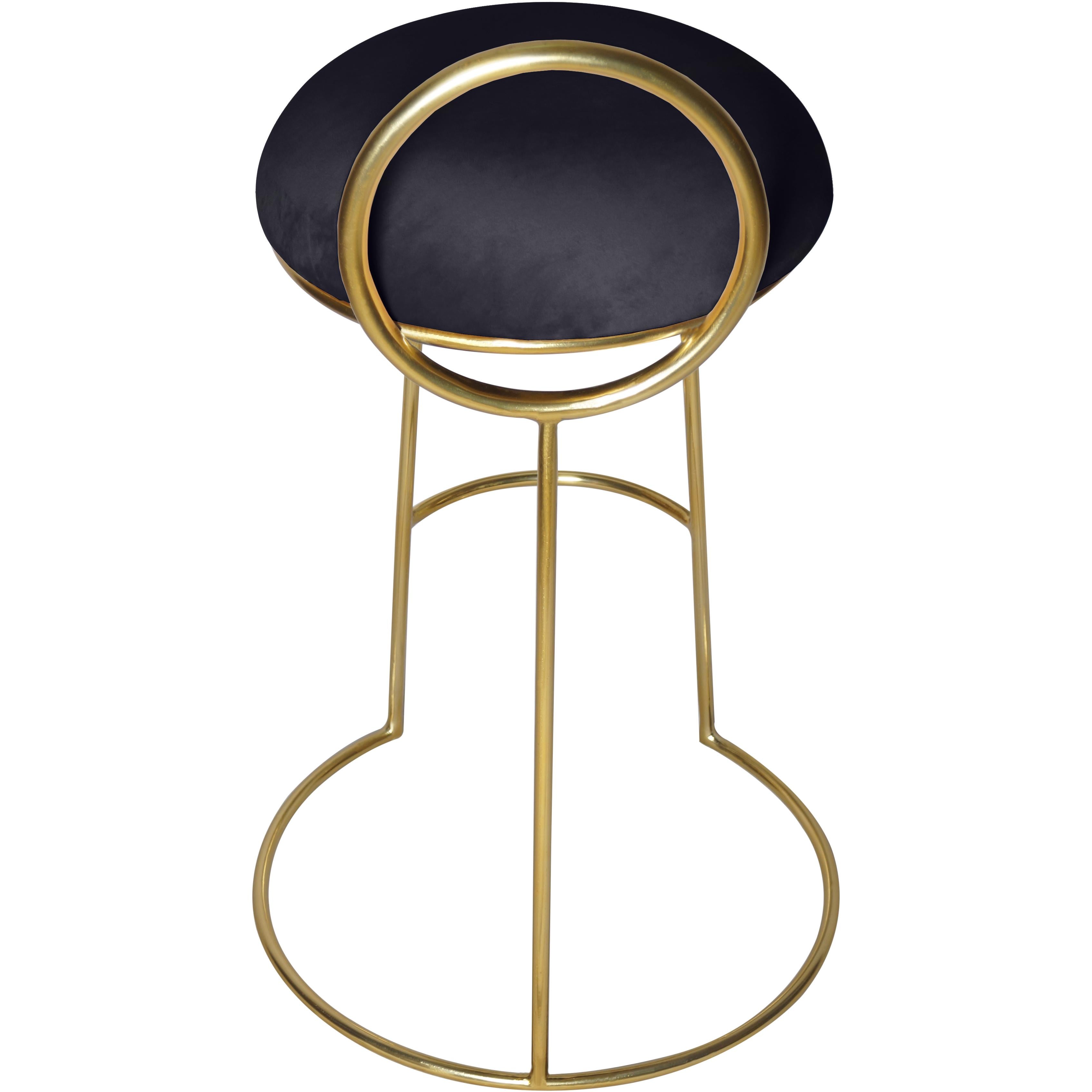 Meridian Ring Black Velvet Counter Stool
