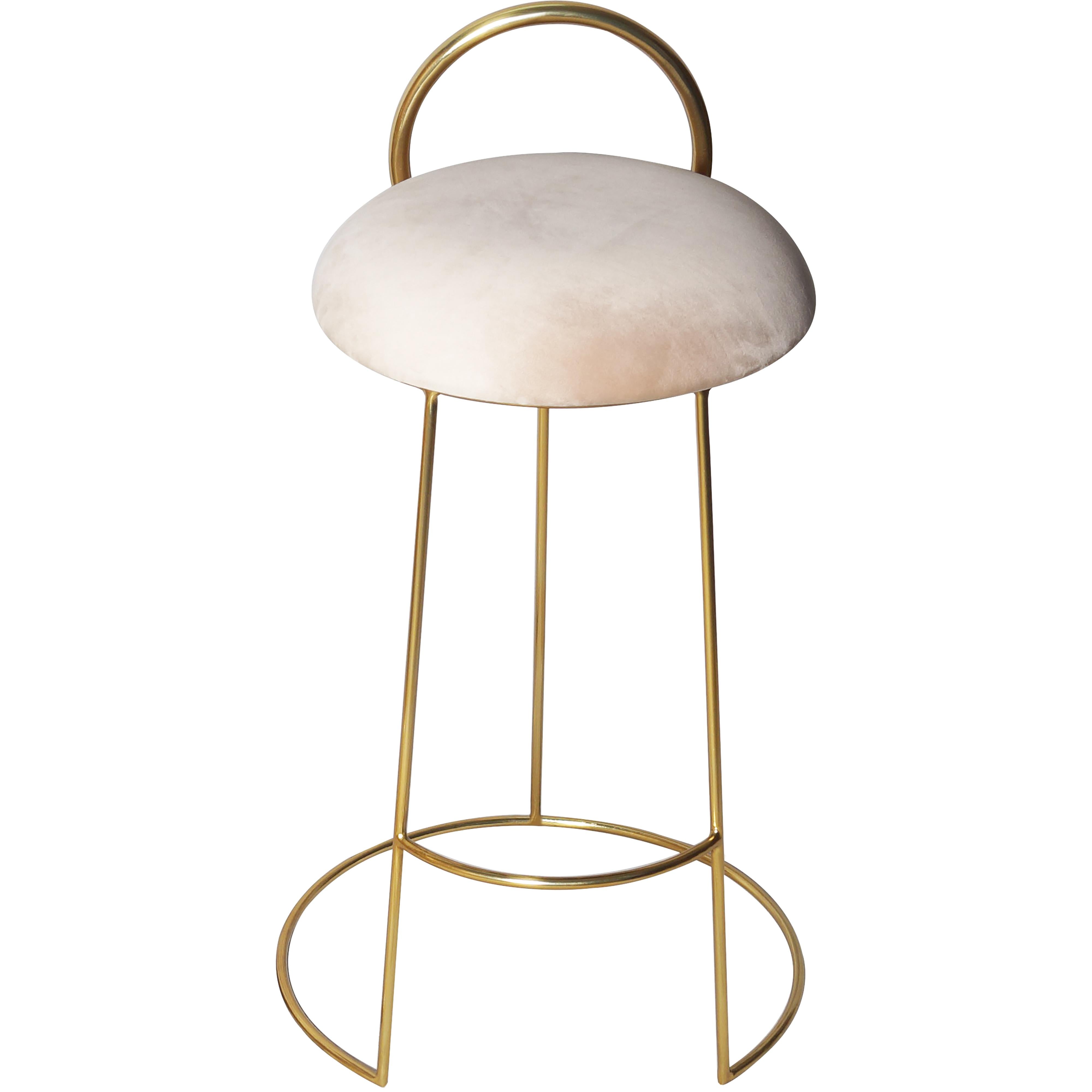 Meridian Ring Cream Velvet Counter Stool