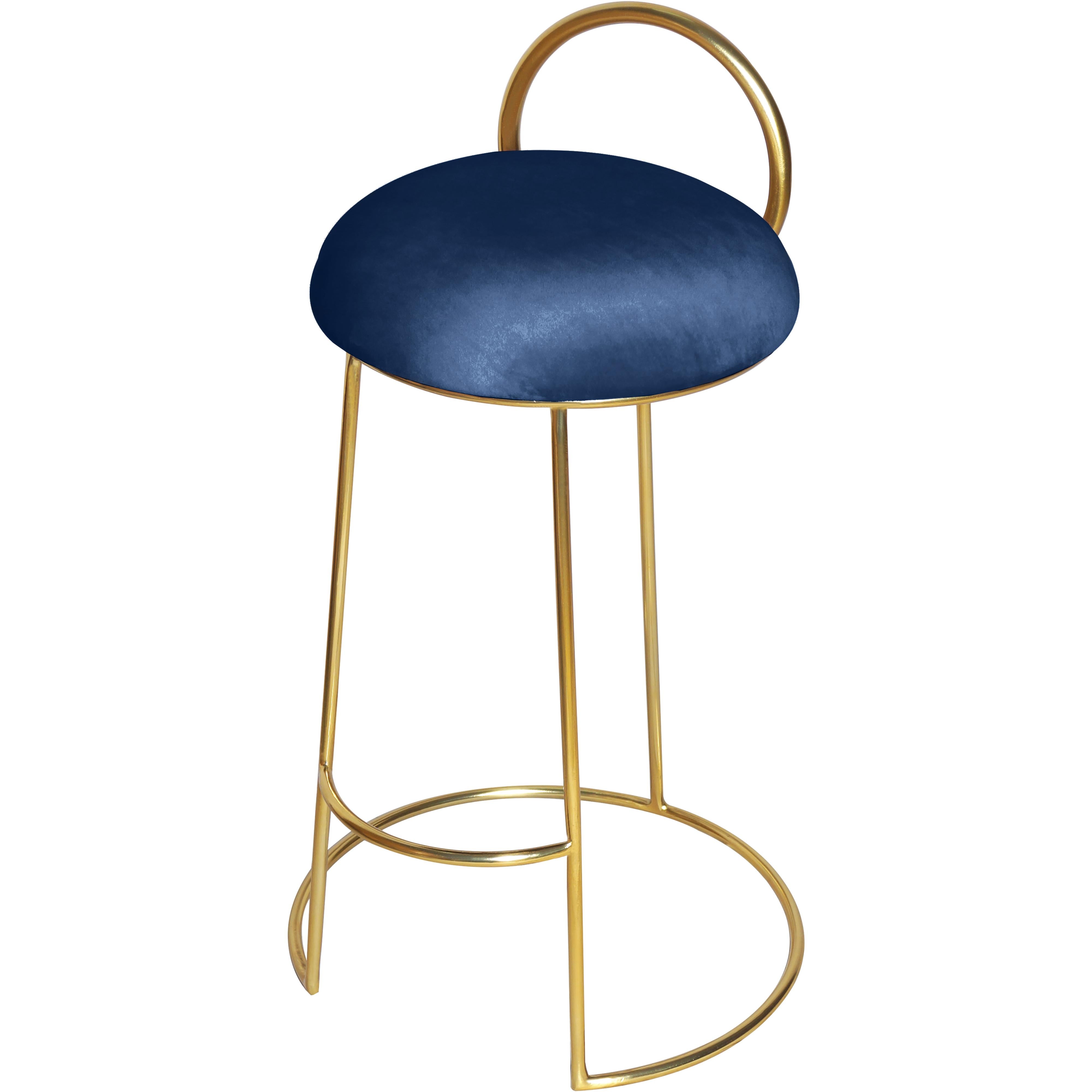 Meridian Ring Navy Velvet Counter Stool