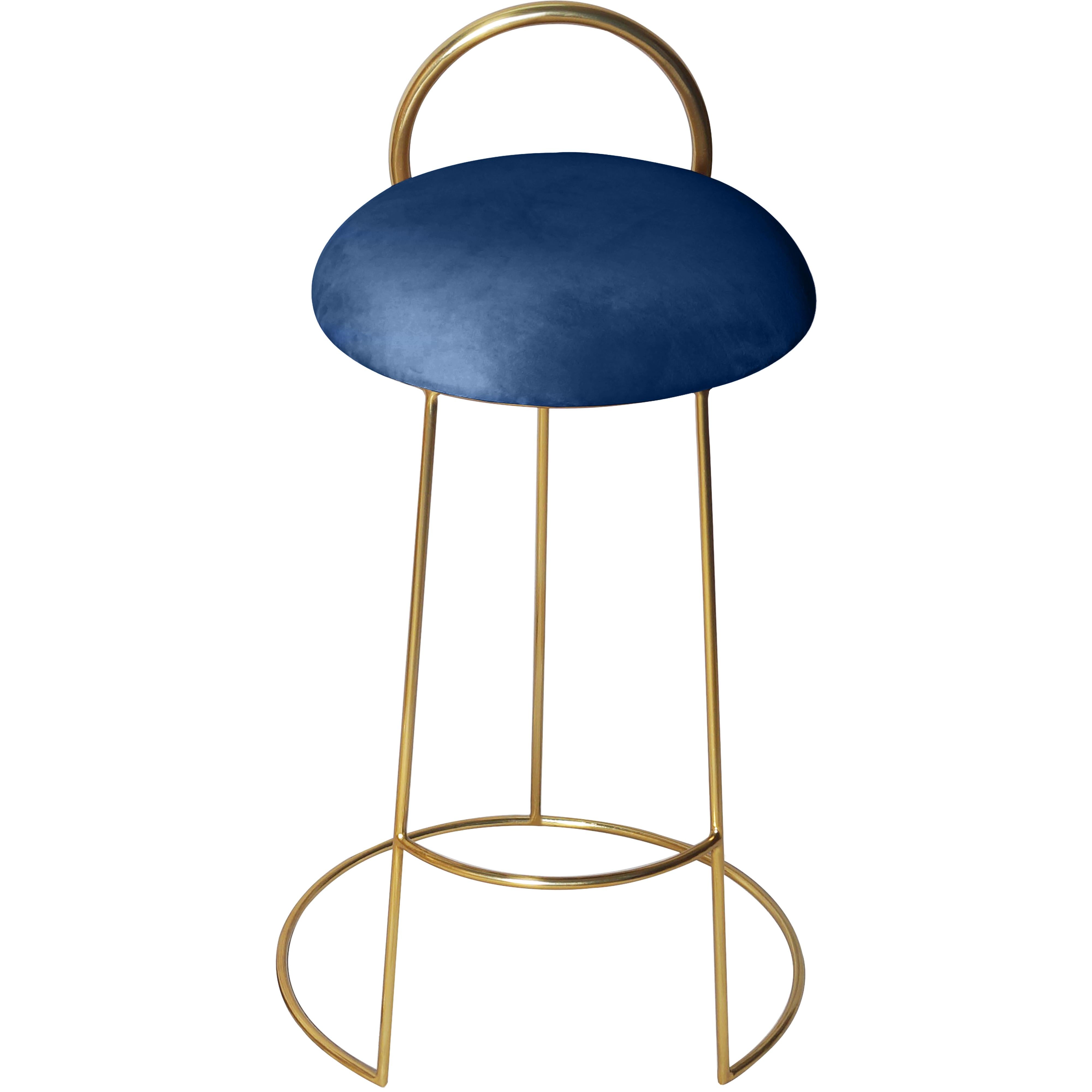 Meridian Ring Navy Velvet Counter Stool
