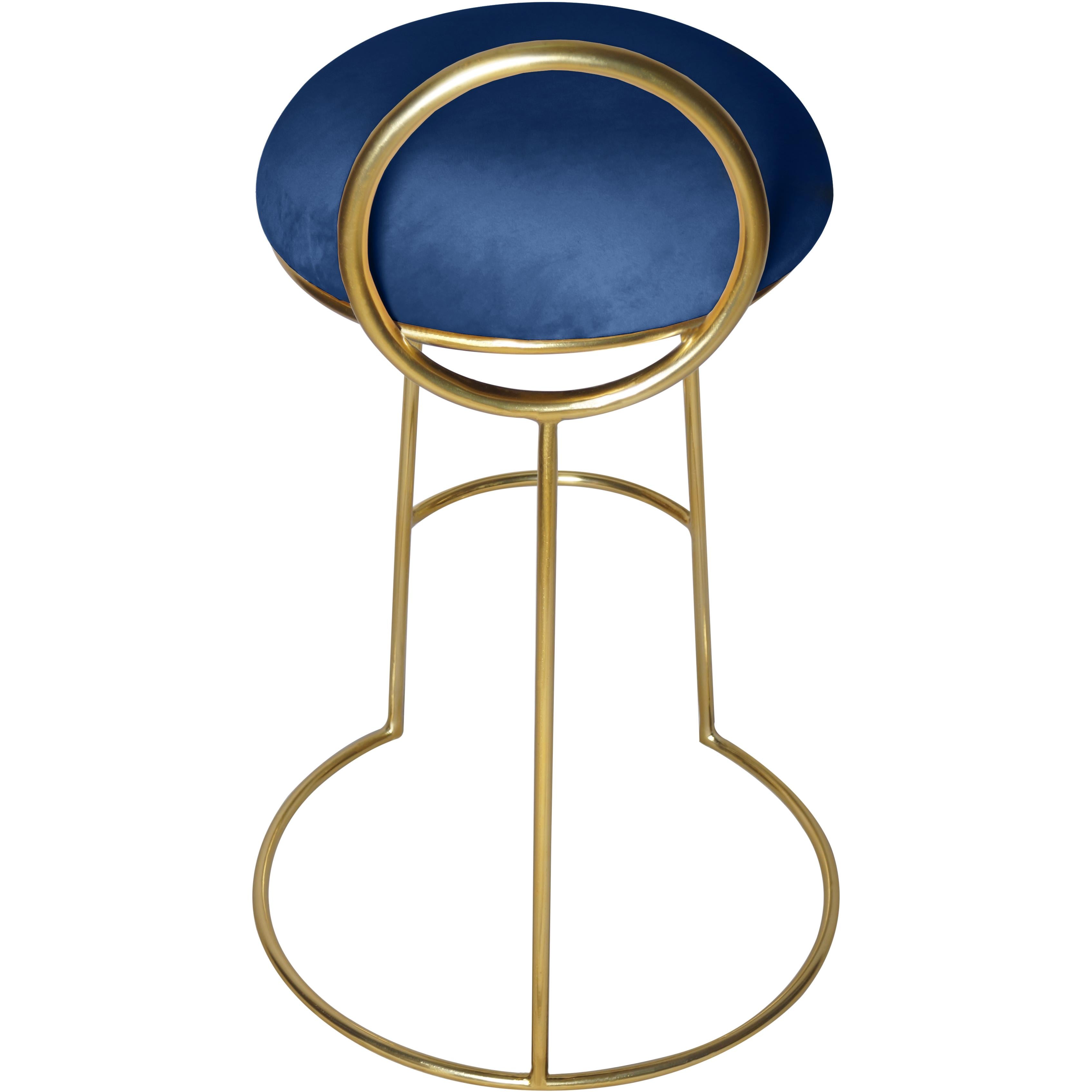 Meridian Ring Navy Velvet Counter Stool