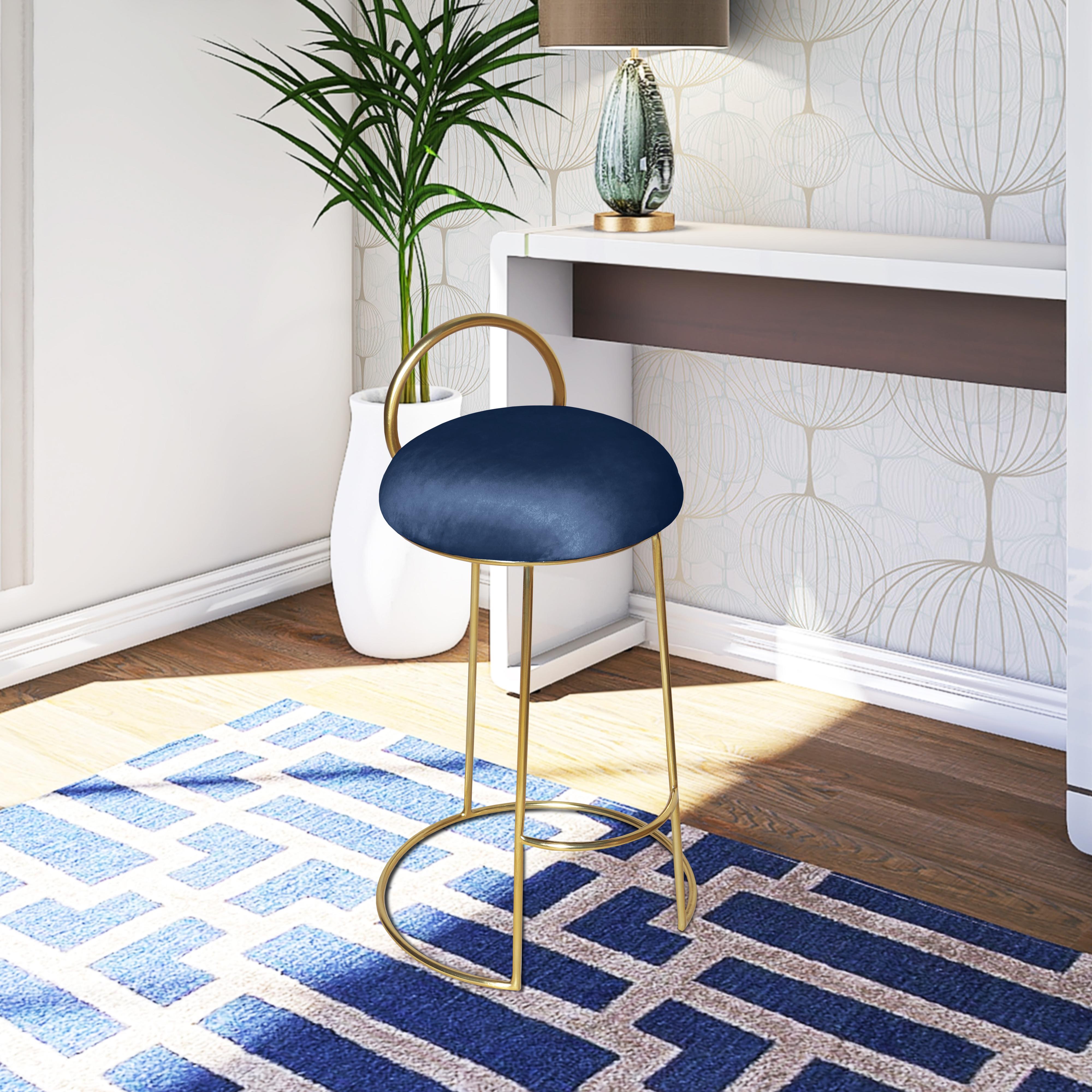 Meridian Ring Navy Velvet Counter Stool