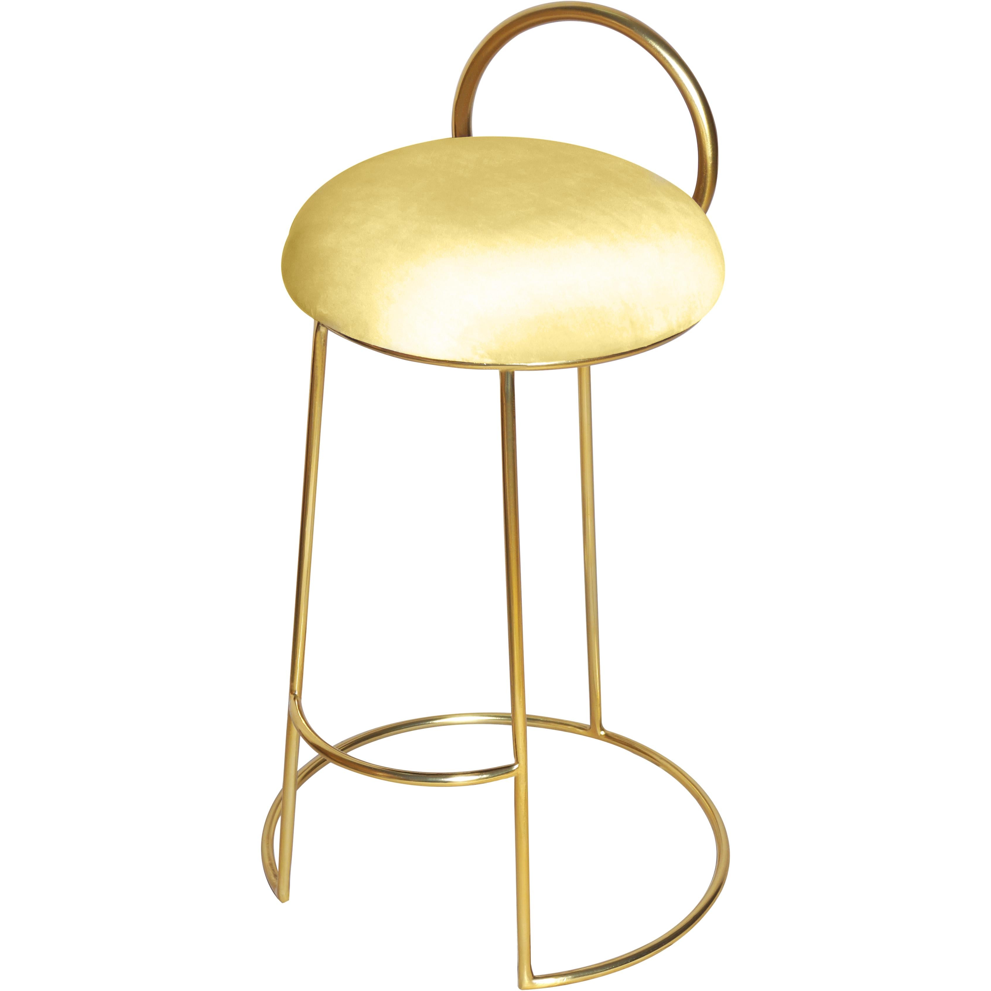 Meridian Ring Yellow Velvet Counter Stool