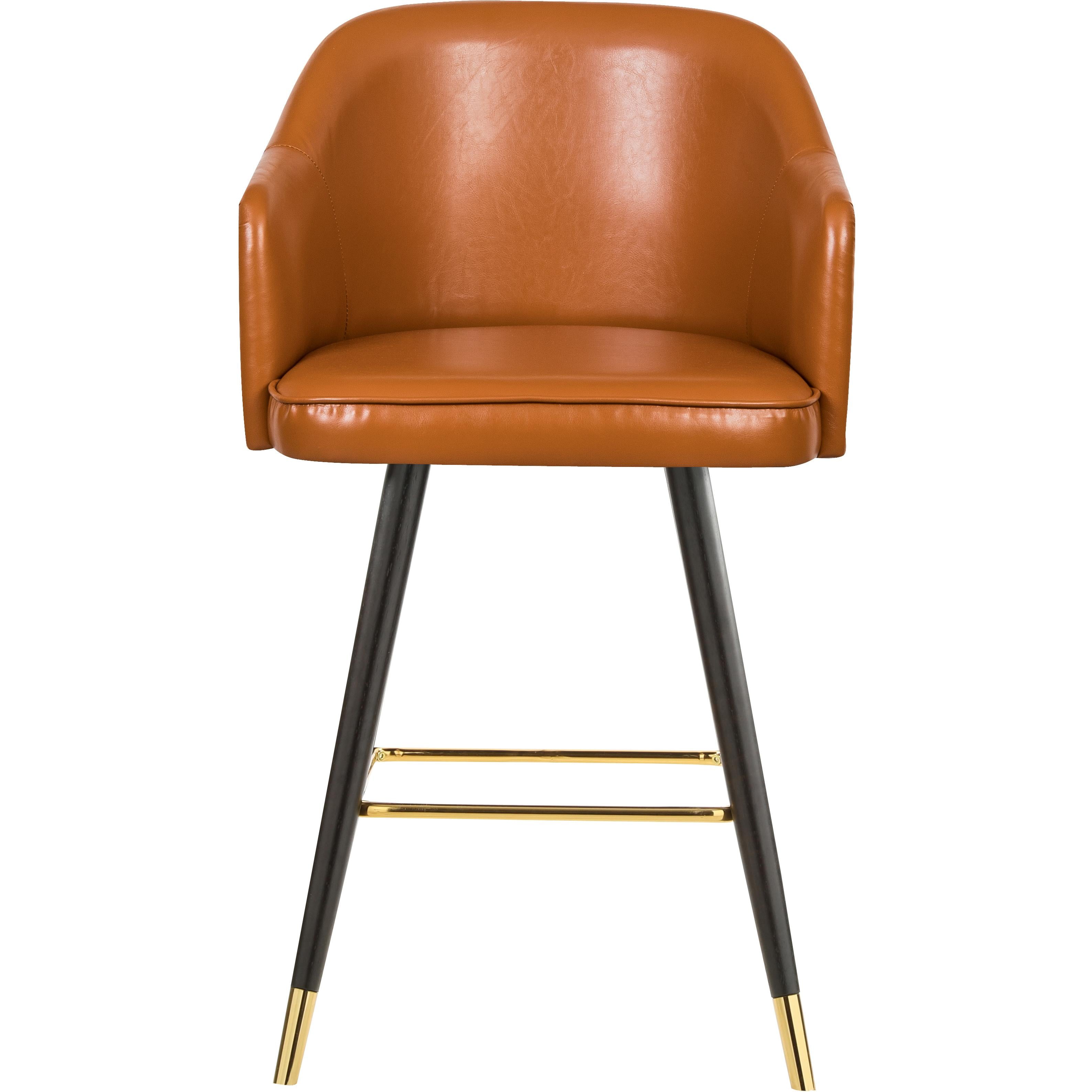 Meridian Barbosa Cognac Vegan Leather Counter/Bar Stool