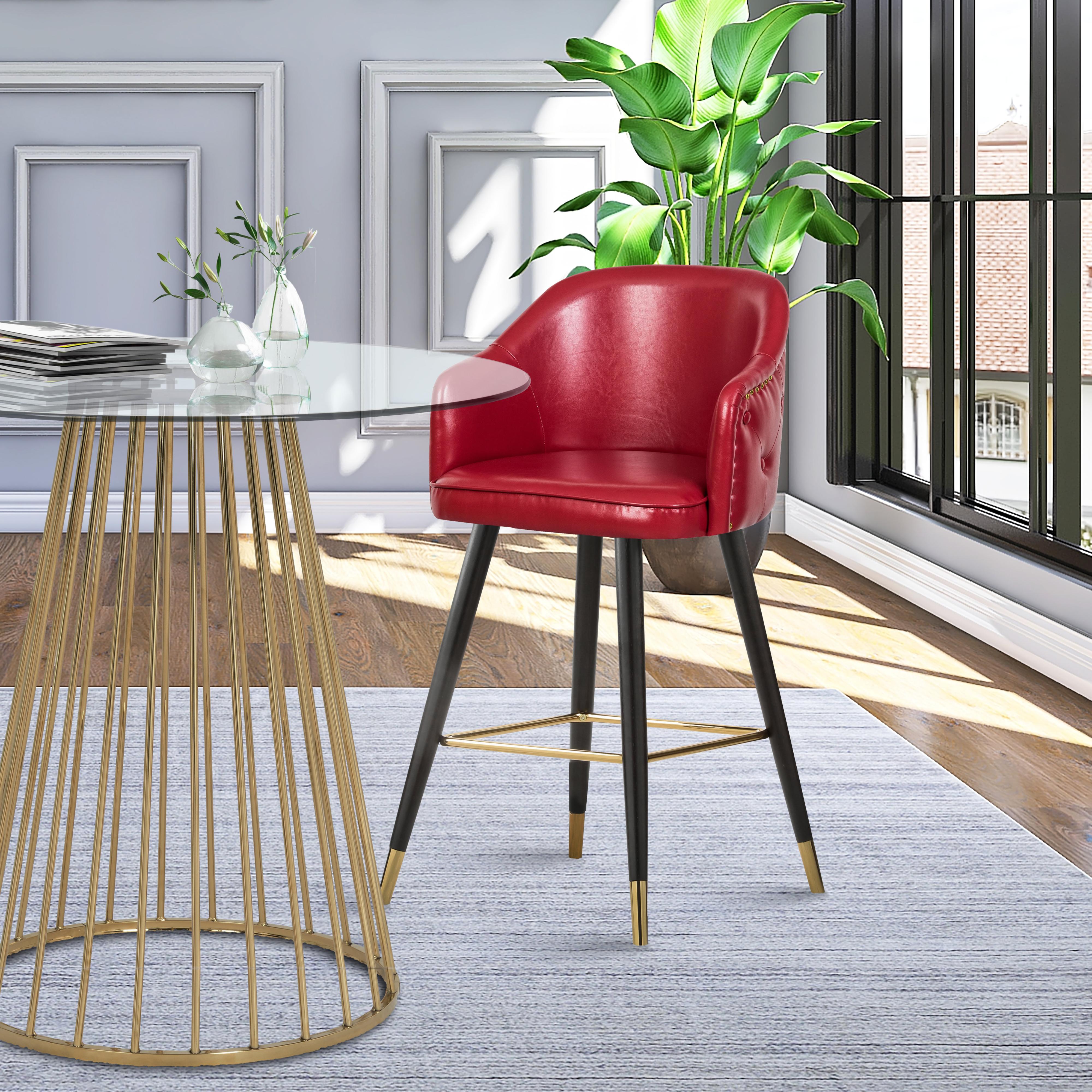 Meridian Barbosa Red Vegan Leather Counter/Bar Stool