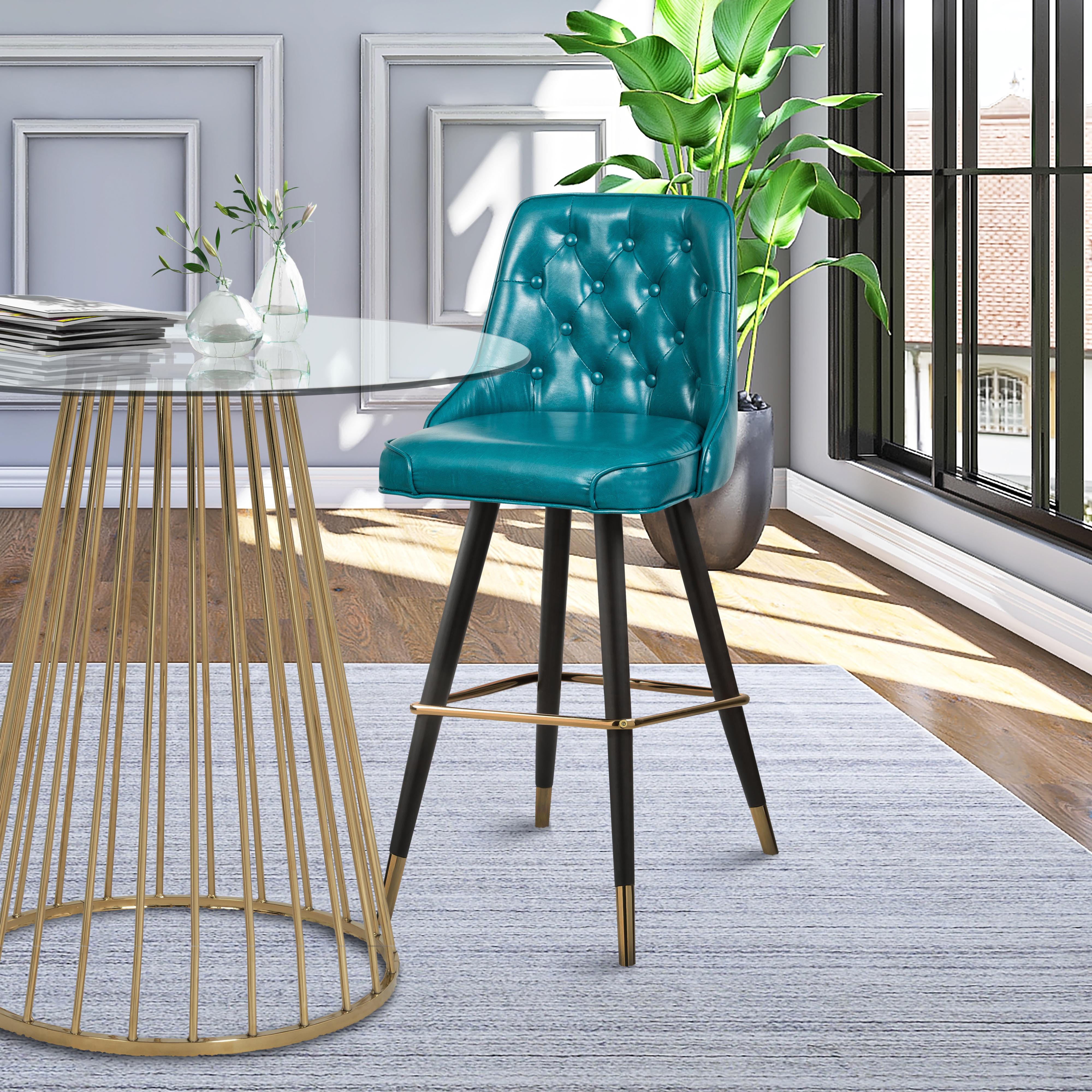 Meridian Portnoy Teal Vegan Leather Counter/Bar Stool