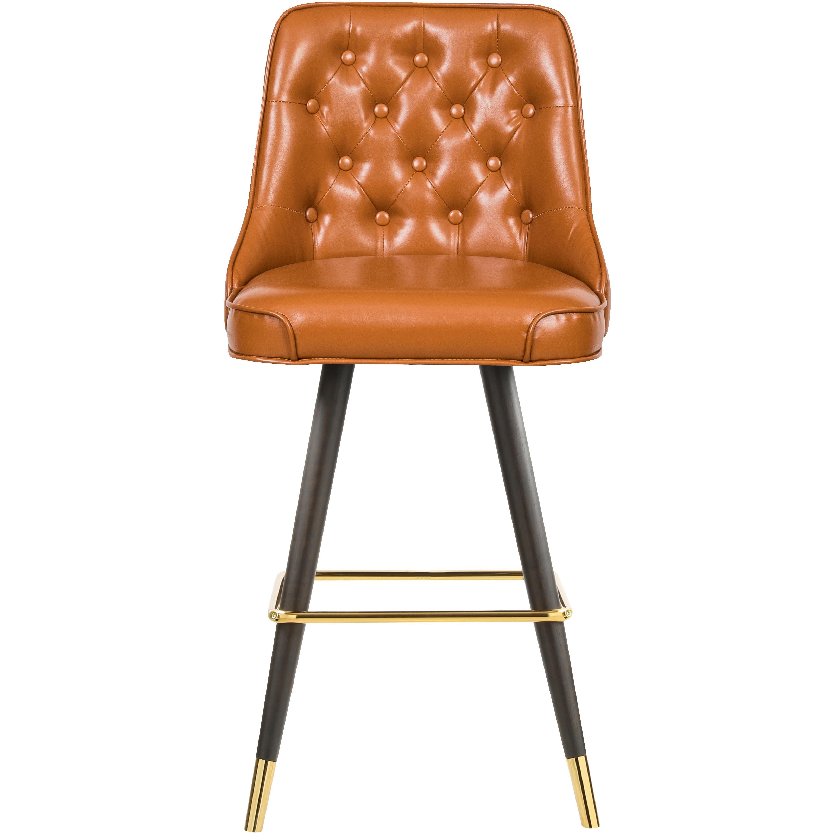 Meridian Portnoy Cognac Vegan Leather Counter/Bar Stool
