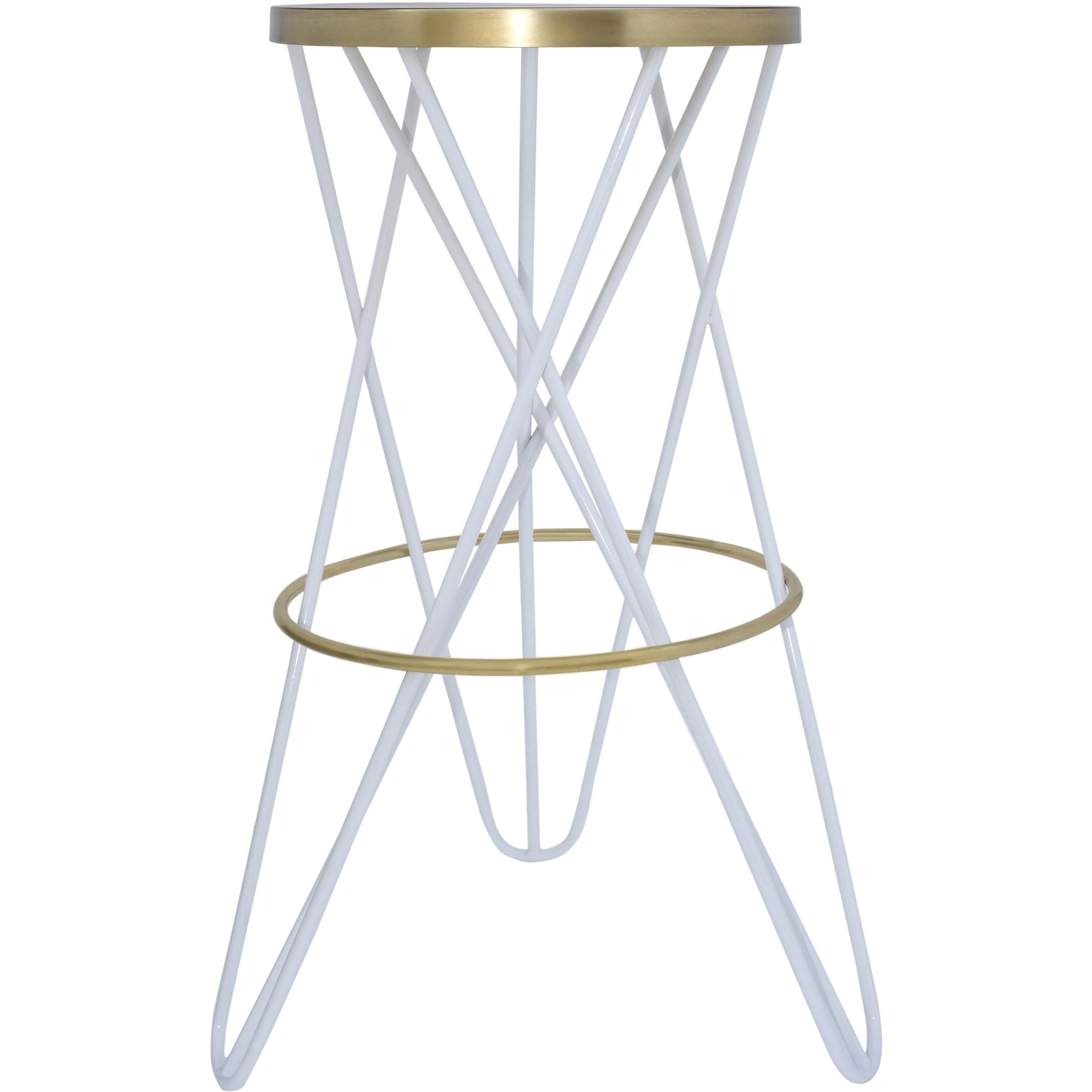 Meridian Mercury White Iron Bar Stool