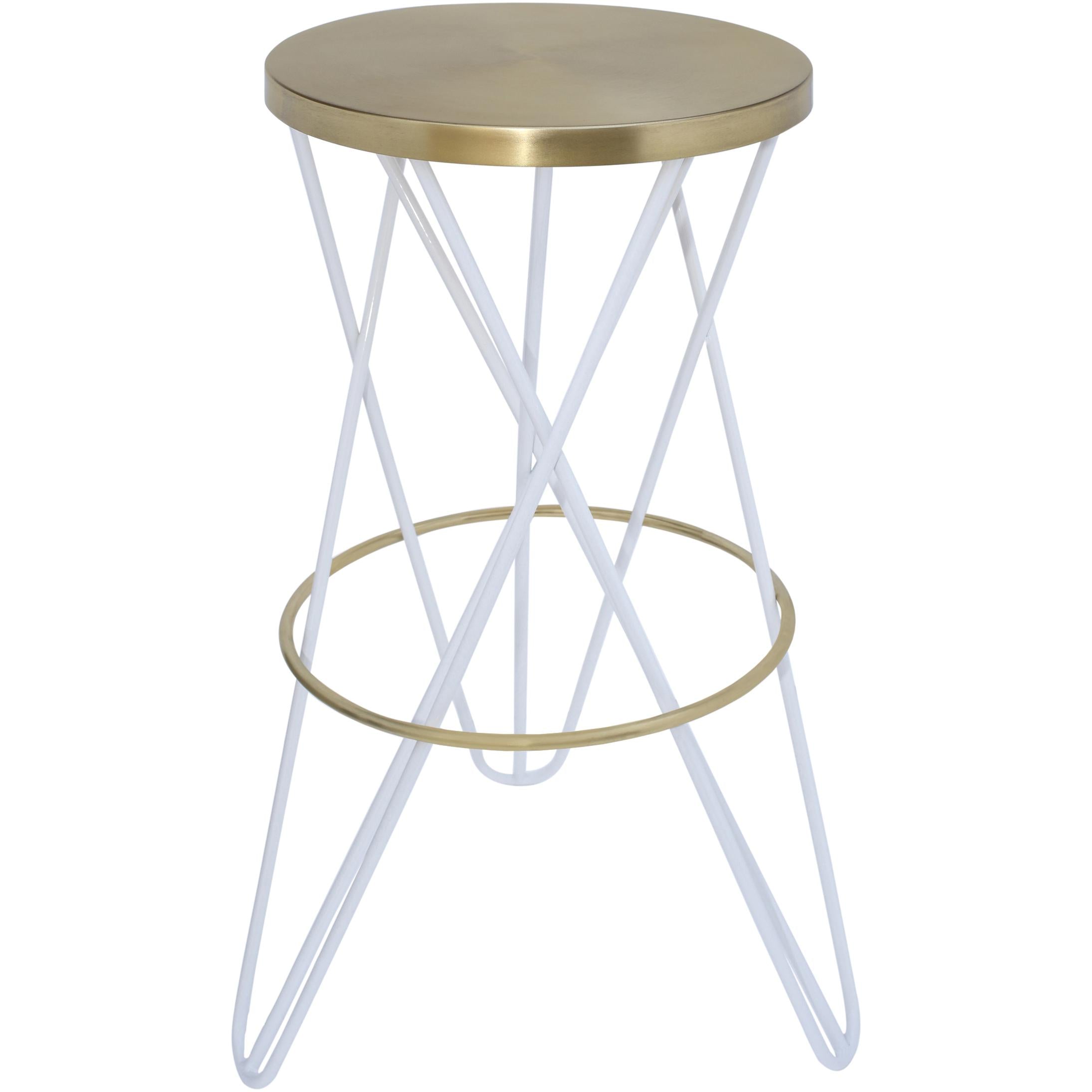Meridian Mercury White Iron Bar Stool