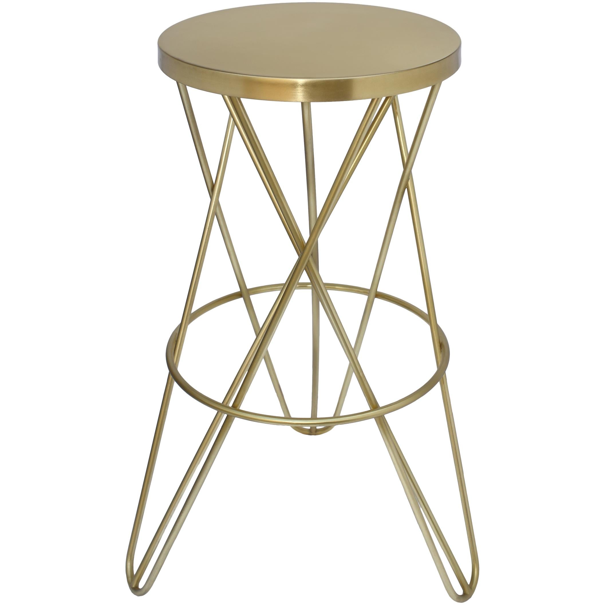 Meridian Mercury Gold Iron Bar Stool