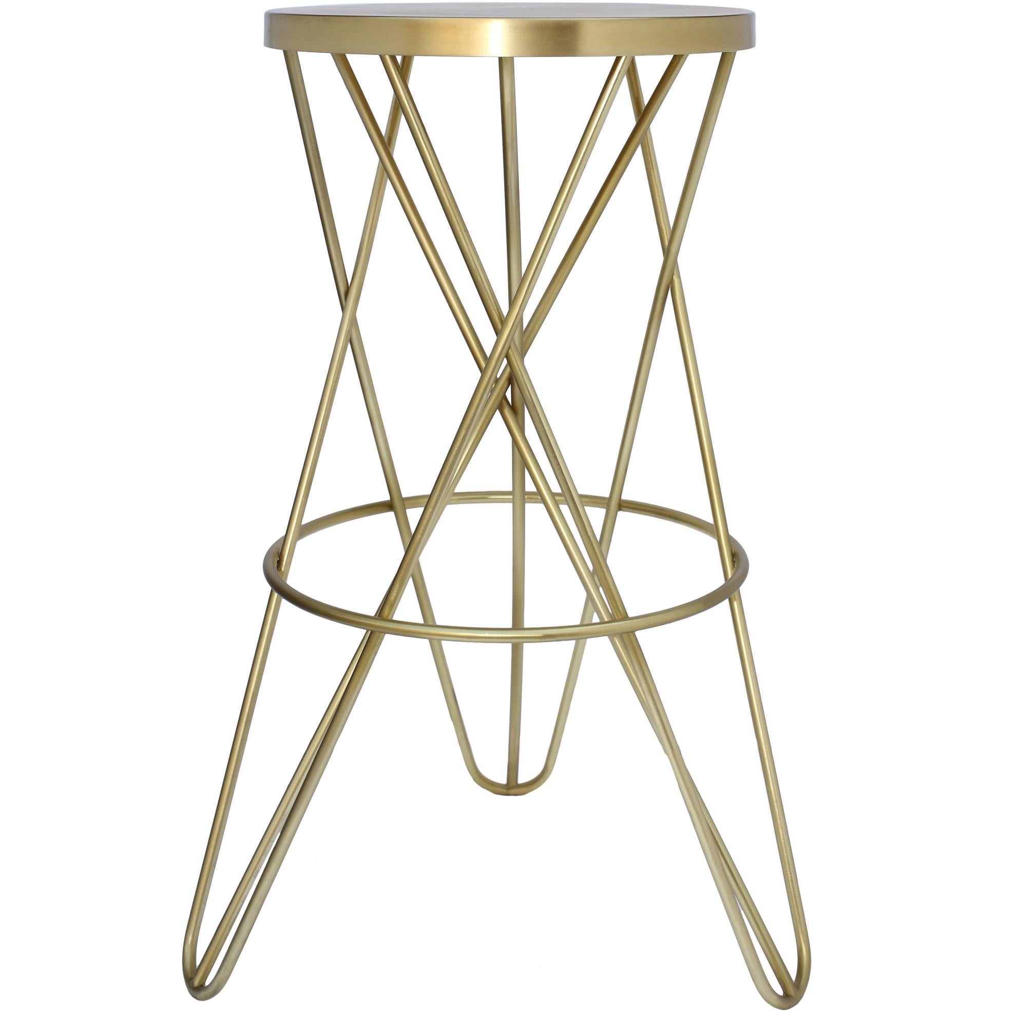 Meridian Mercury Gold Iron Bar Stool