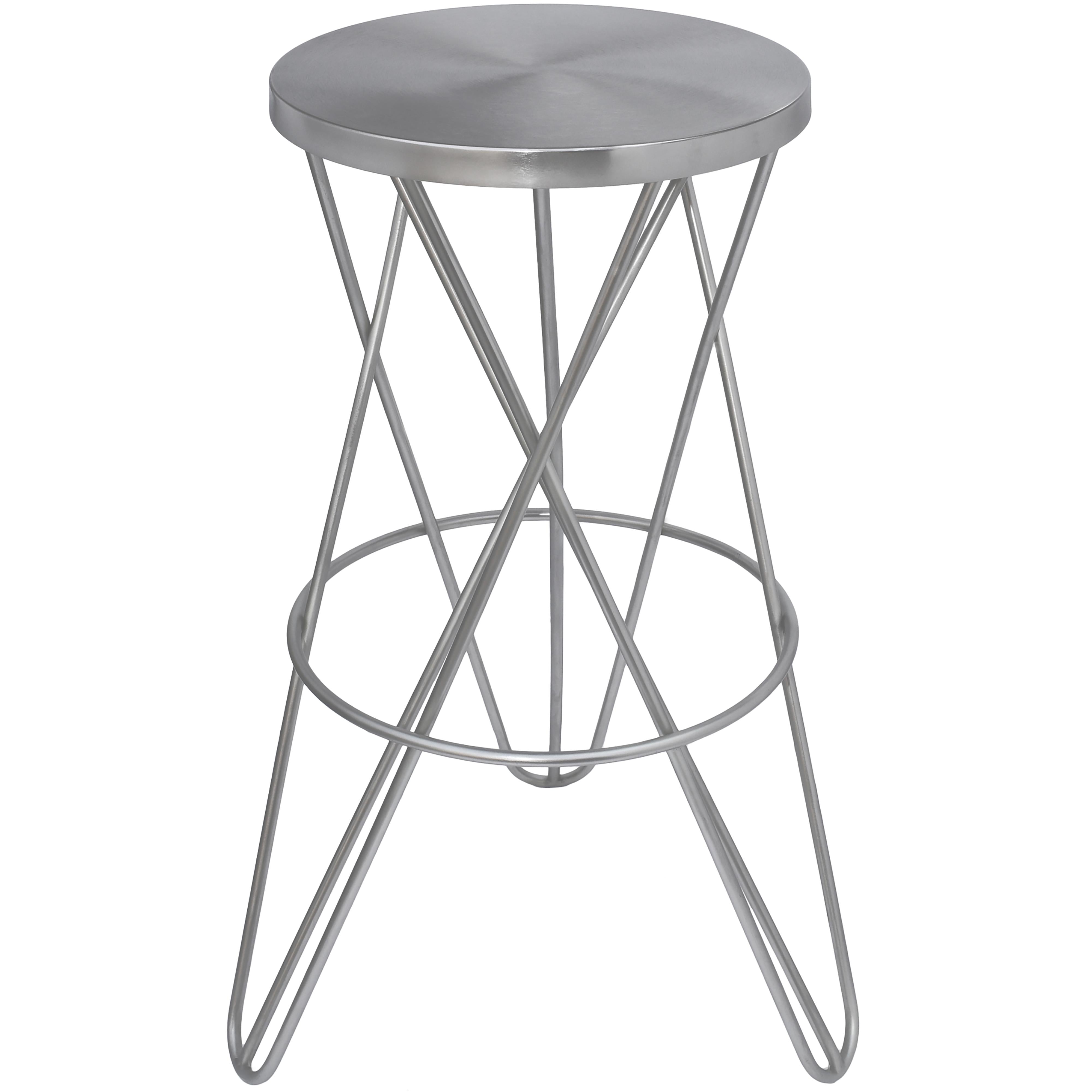 Meridian Mercury Silver Iron Bar Stool