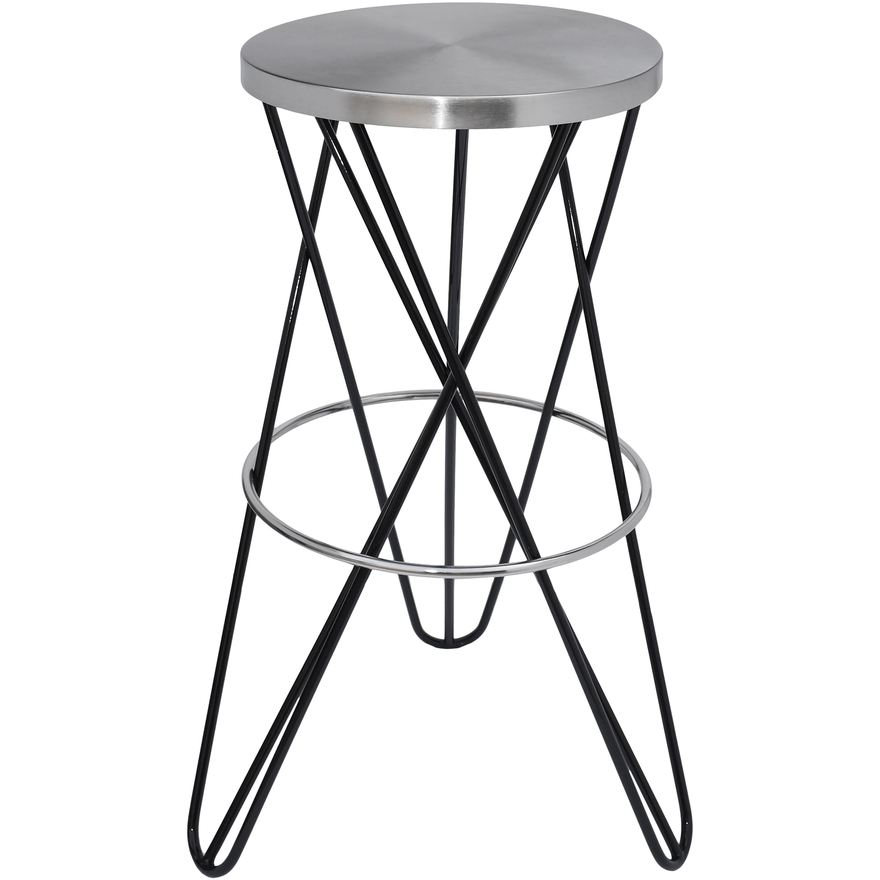 Meridian Mercury Black Iron Bar Stool