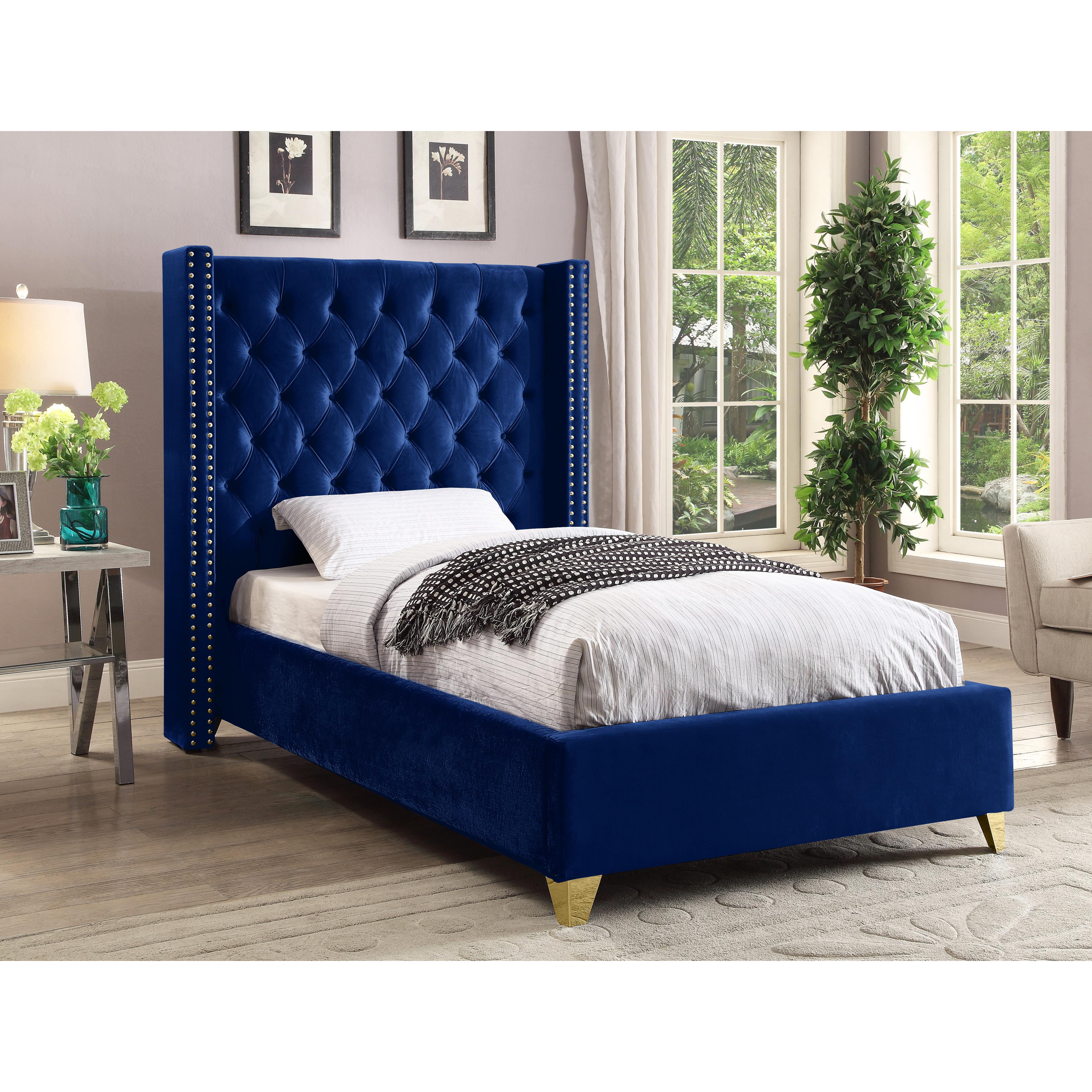 Meridian Barolo Navy Velvet Twin Bed