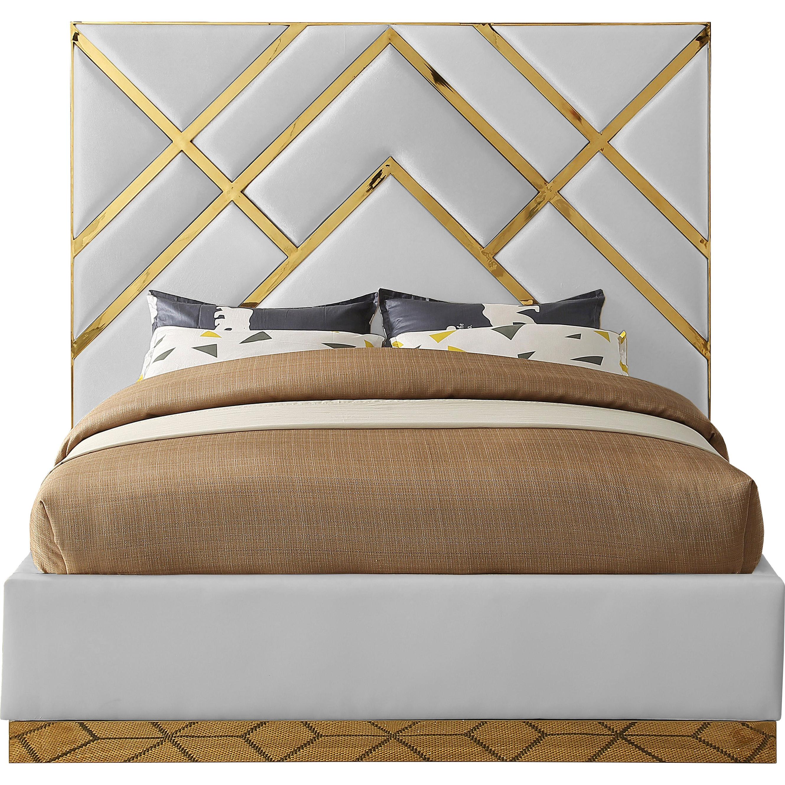 Meridian Vector White Vegan Leather King Bed