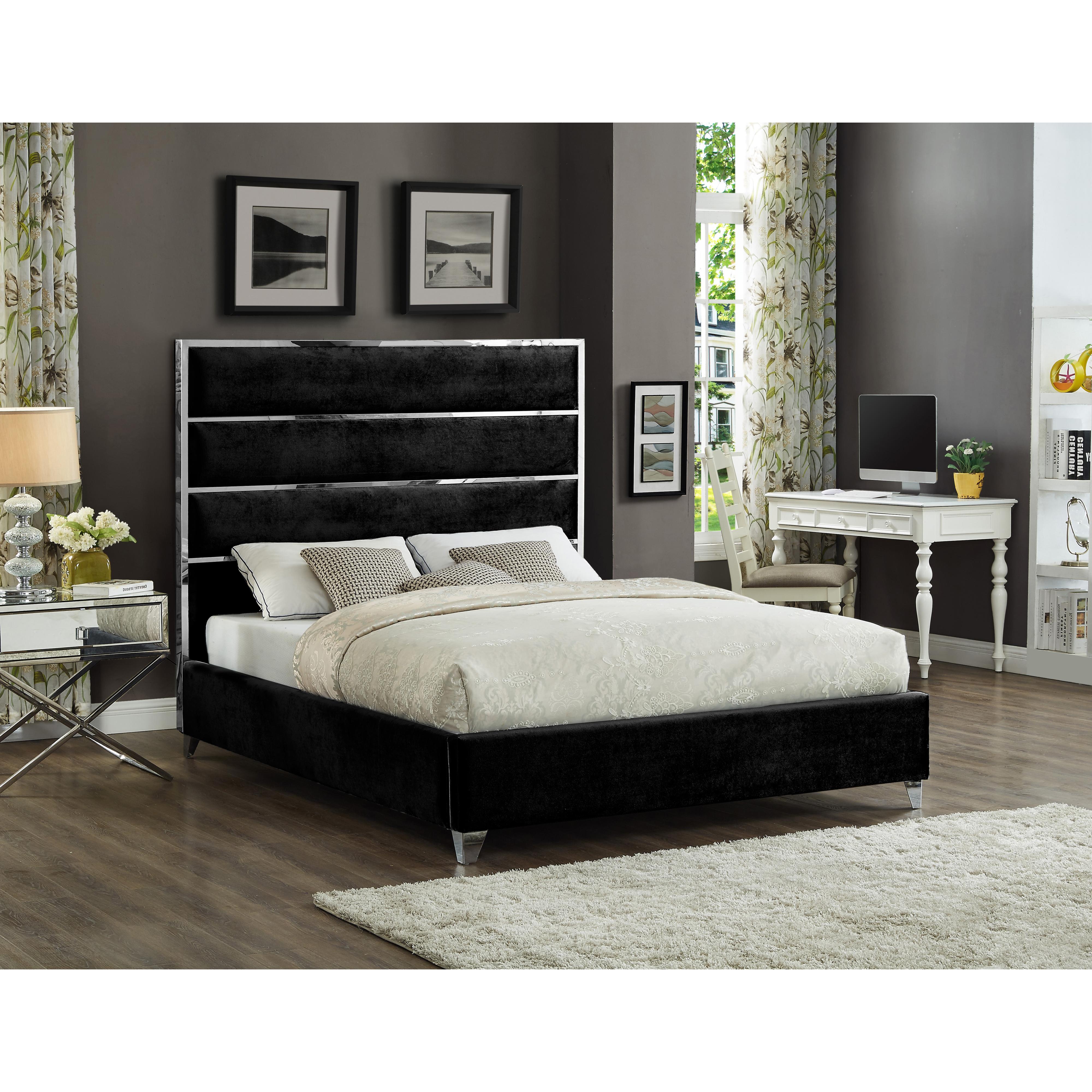 Meridian Zuma Black Velvet Full Bed