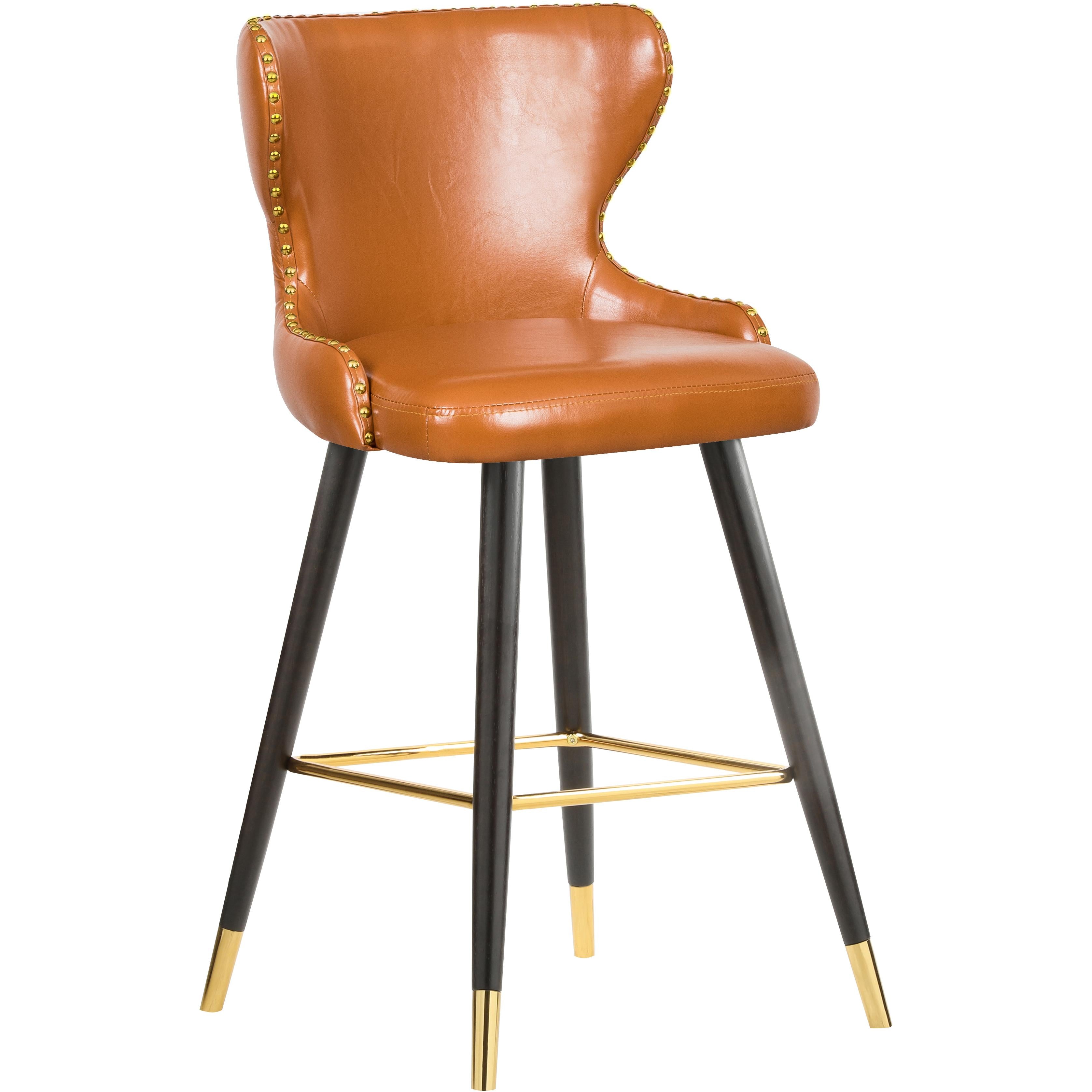 Meridian Hendrix Cognac Vegan Leather Counter/Bar Stool