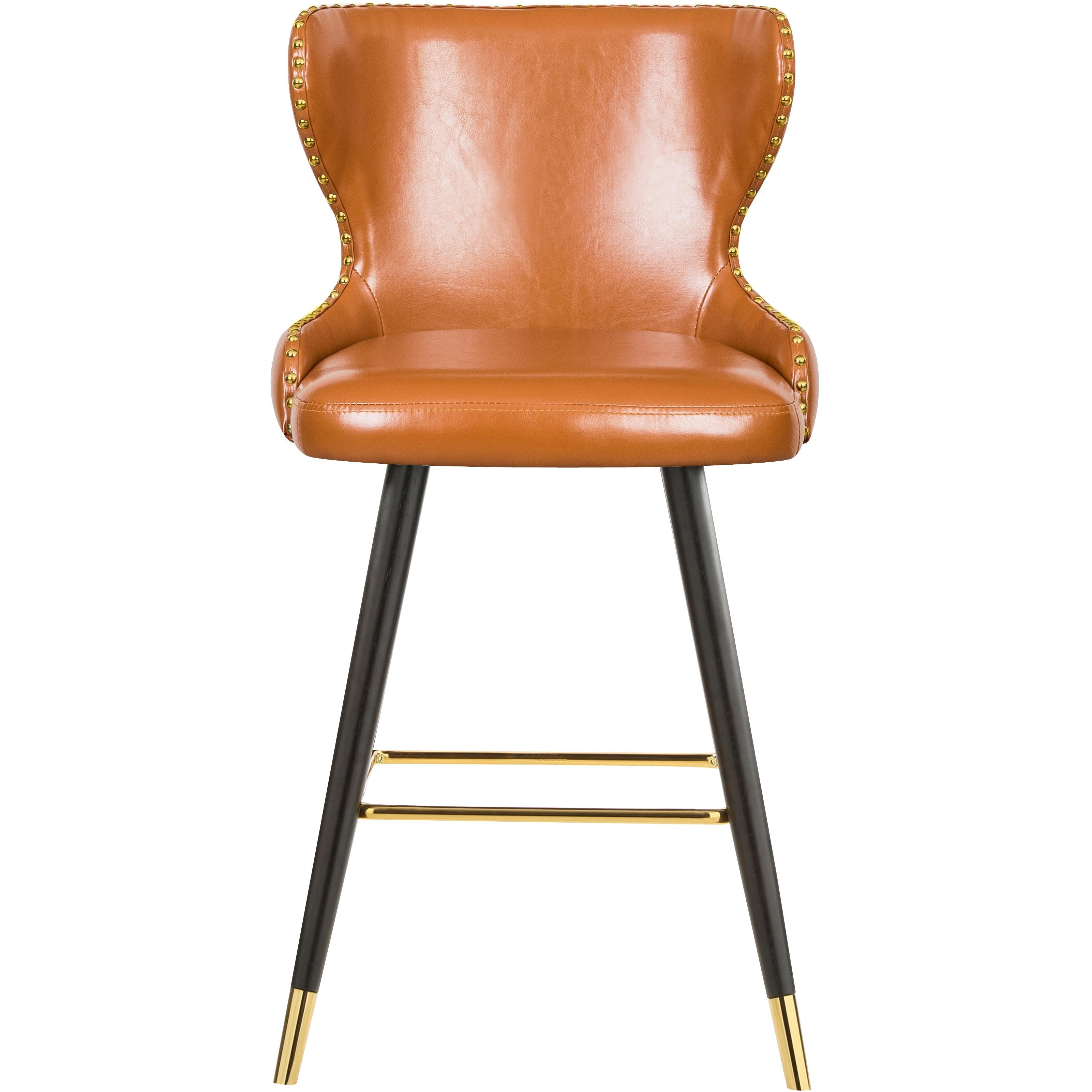 Meridian Hendrix Cognac Vegan Leather Counter/Bar Stool