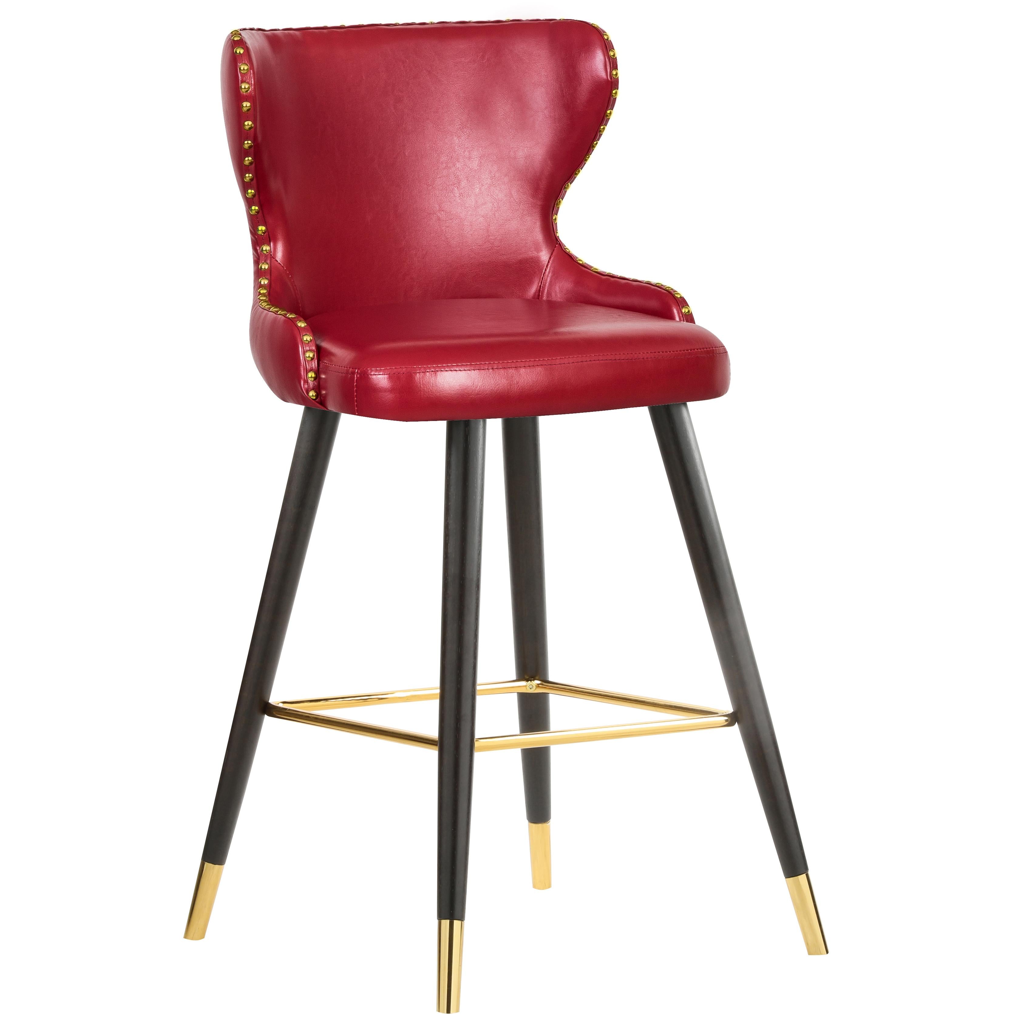 Meridian Hendrix Red Vegan Leather Counter/Bar Stool