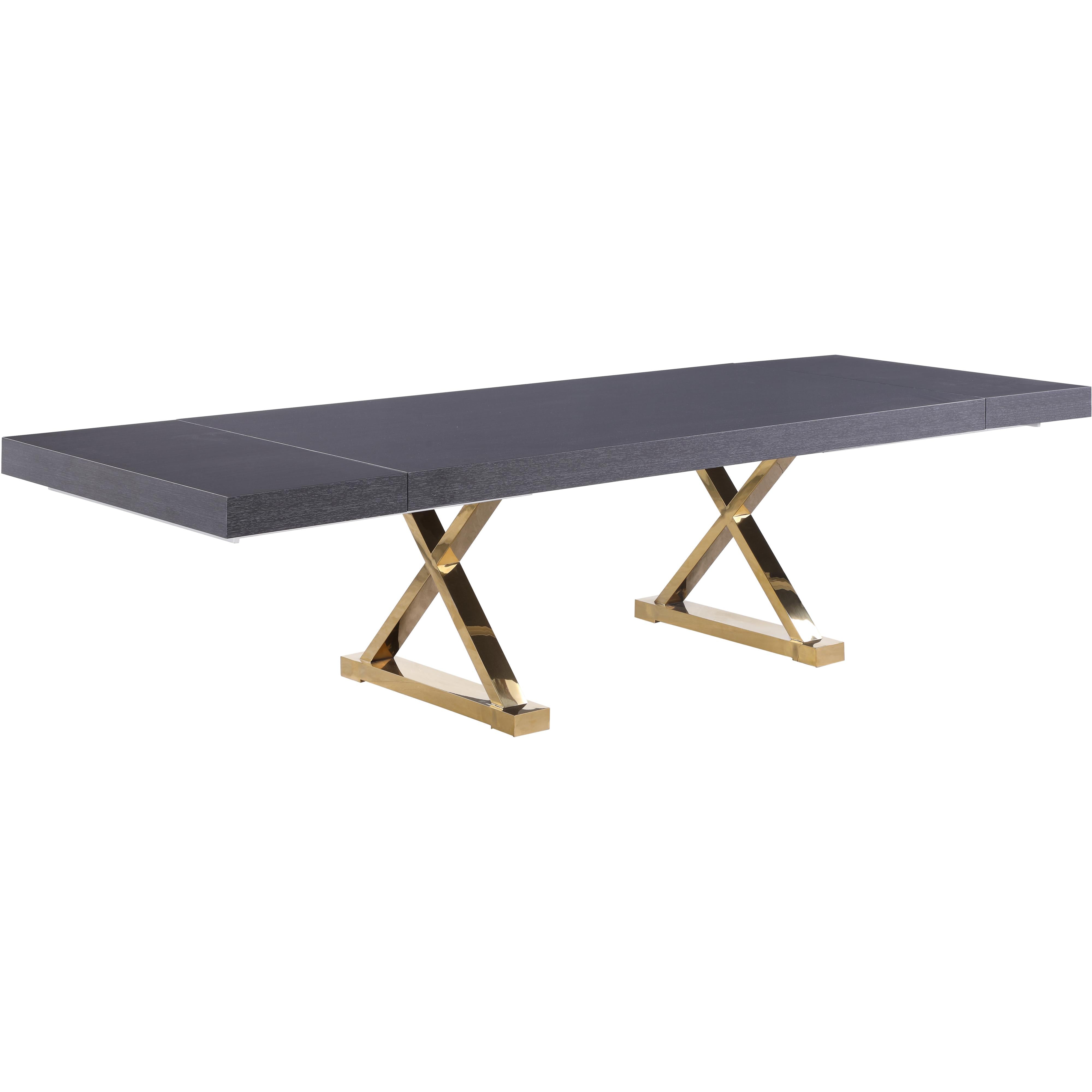 Meridian Excel Grey Oak Veneer Lacquer Extendable Dining Table (3 Boxes)