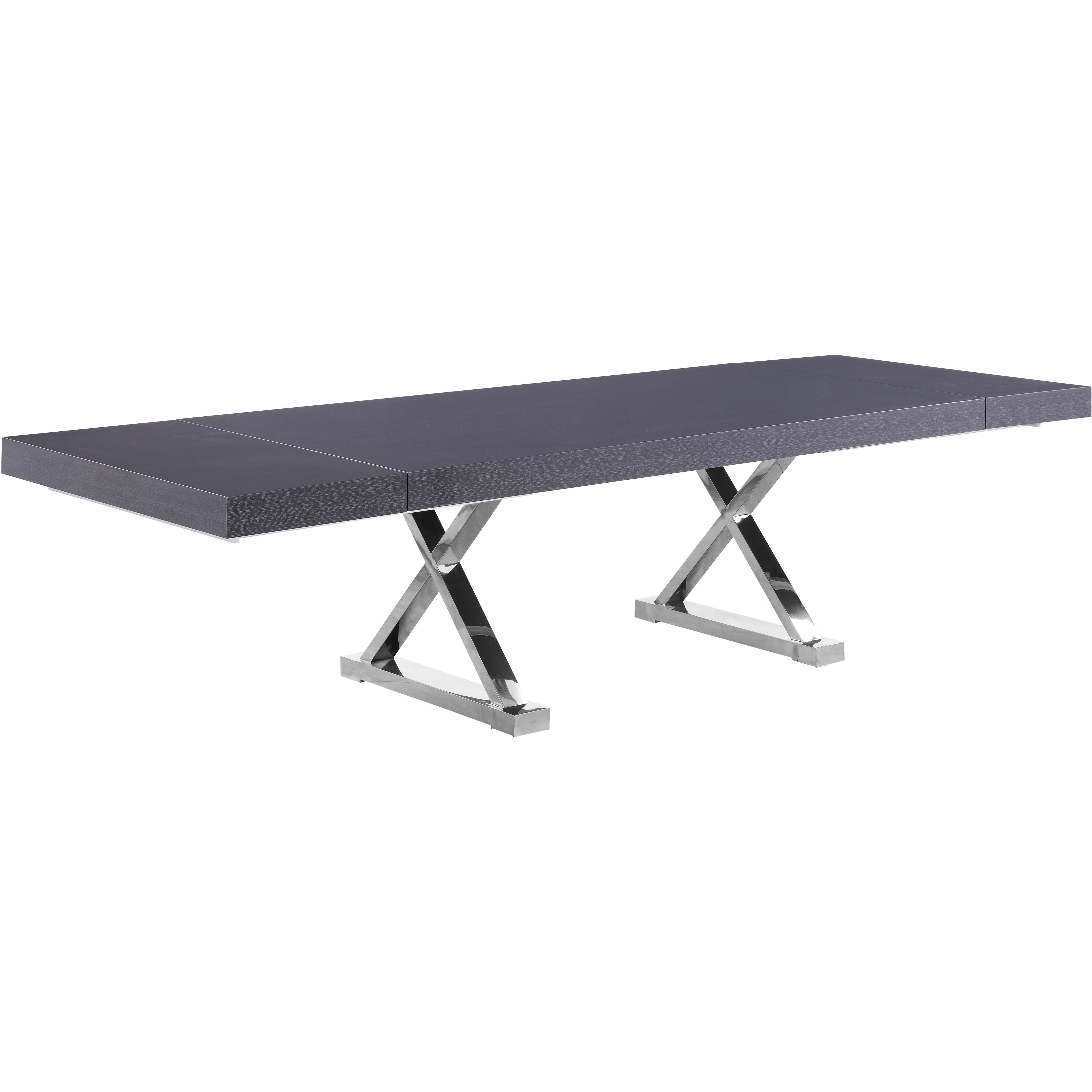 Meridian Excel Grey Oak Veneer Lacquer Extendable Dining Table (3 Boxes)
