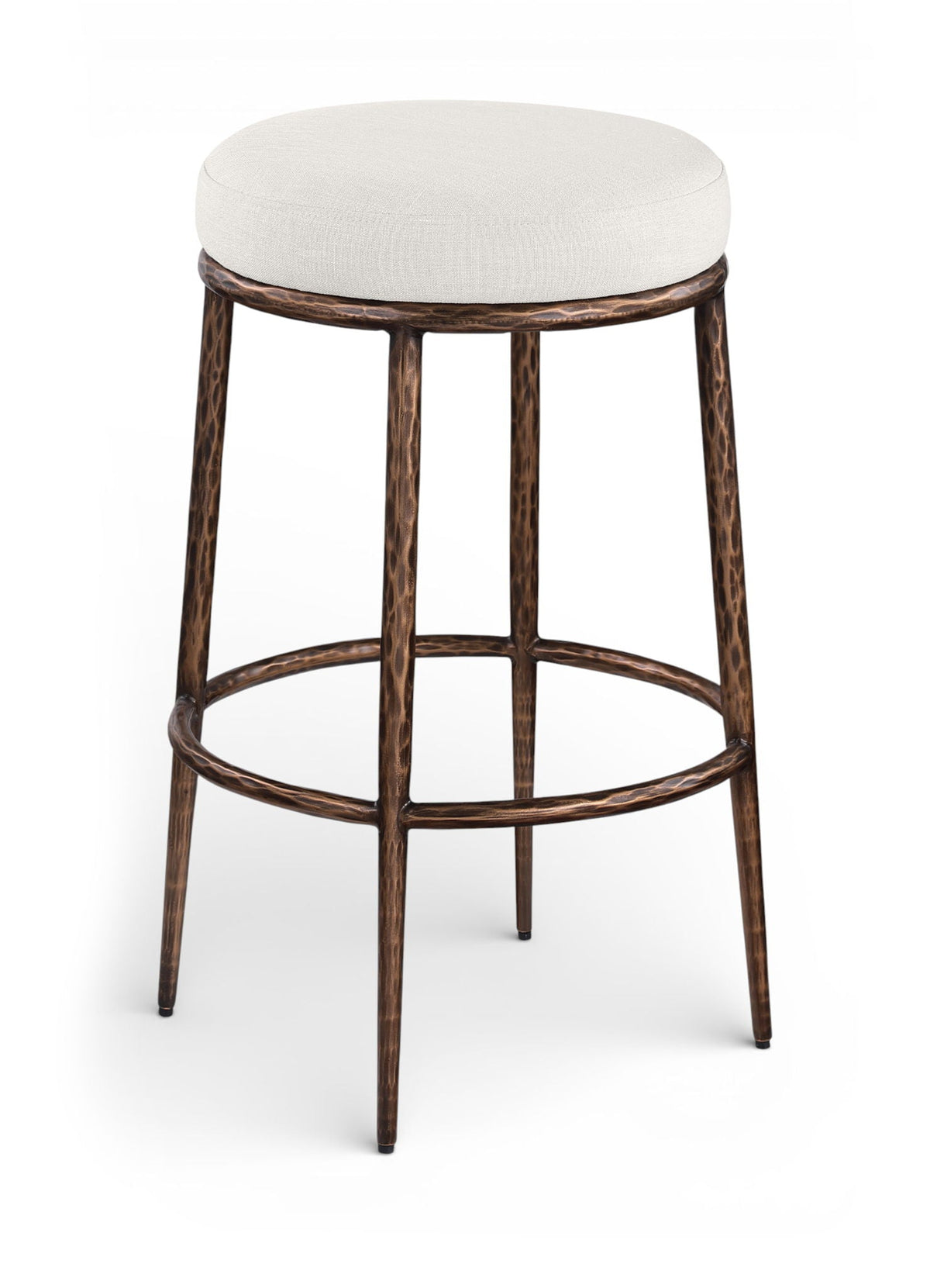 Ferro Performance Fabric Backless Bar Stool with Antique Bronze Frame