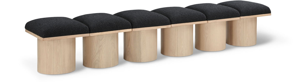 Pavilion Modular Bench 6-Piece Bench, 93"W x 18"D — Black / Natural Base
