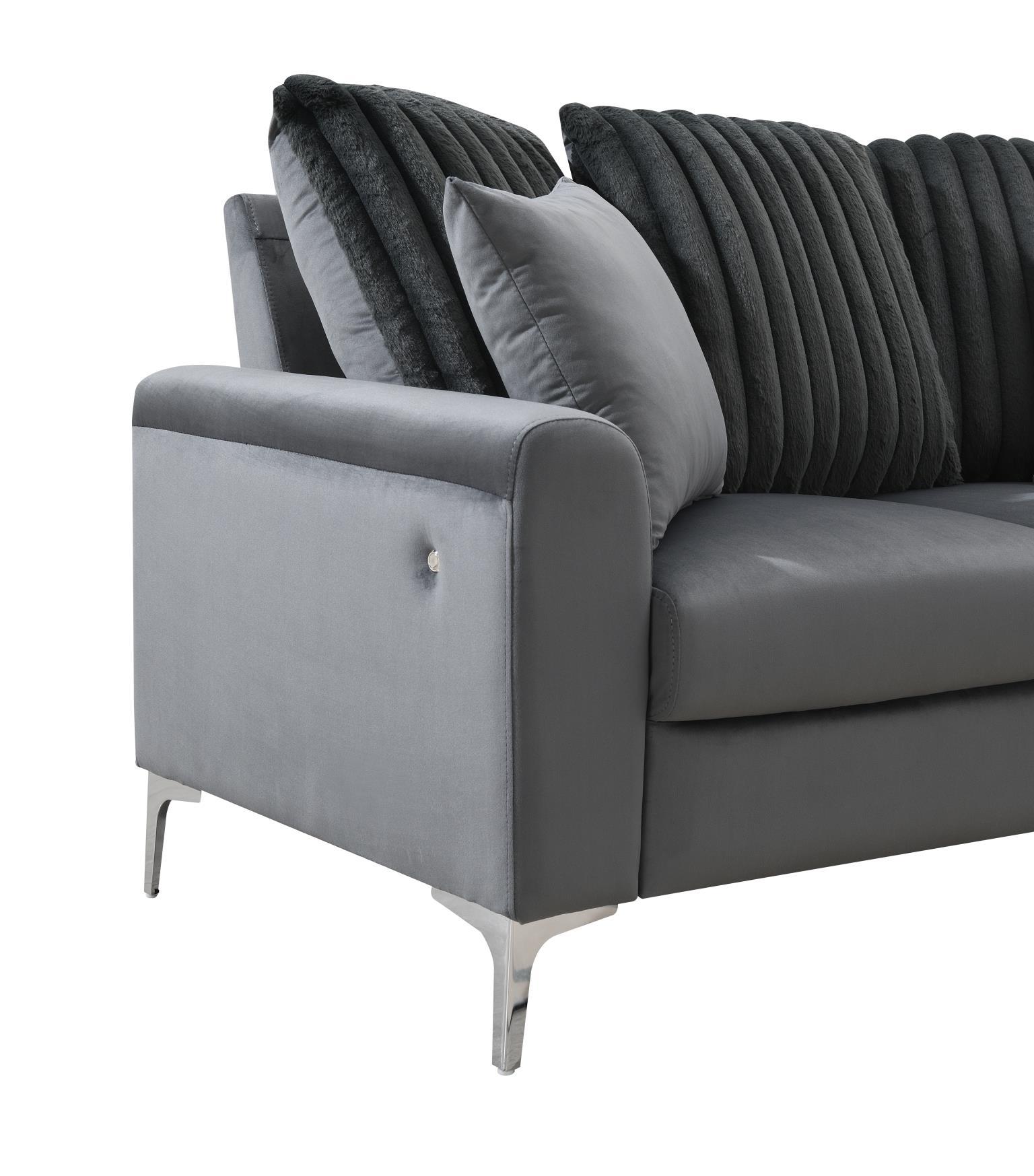 U481 Gray LED Sofa — 76-Inch Wide