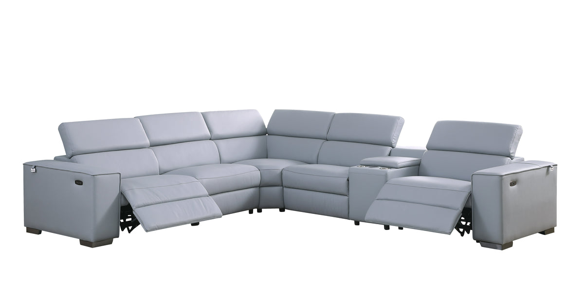 Picasso II Italian Leather 6-Piece Reclining Sectional, 3 Colors