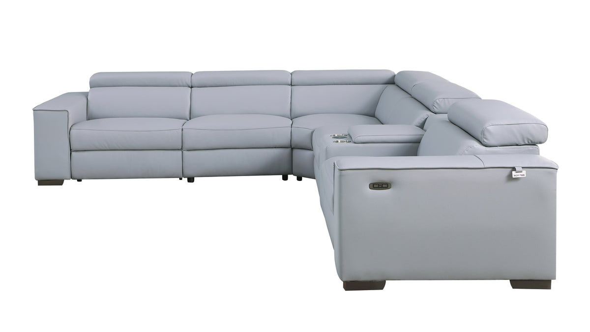 Picasso II Italian Leather 6-Piece Reclining Sectional, 3 Colors