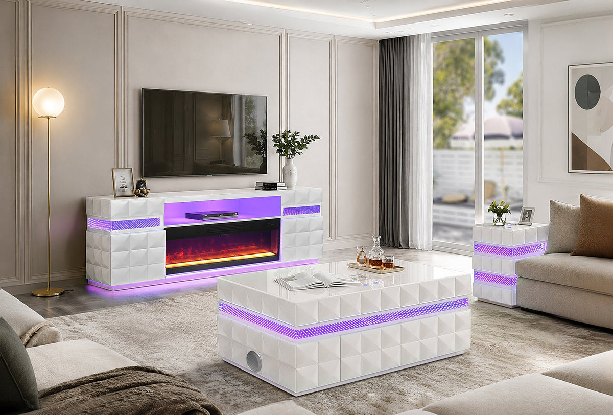 Alix Smart Coffee & End Table Set — 3D LED Lighting