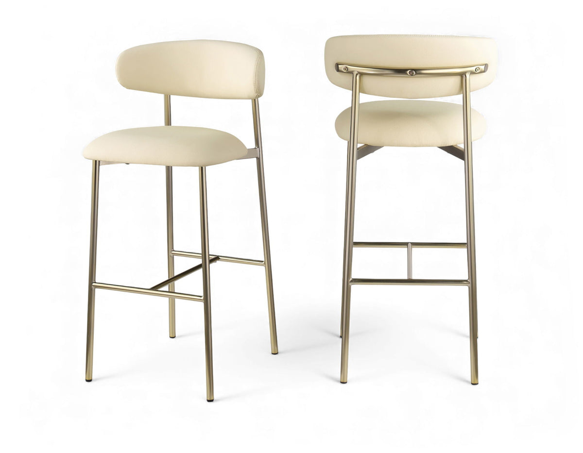 Lupita - Vegan Leather Upholstered Bar Stool (Set of 2) with Brushed Gold Frame