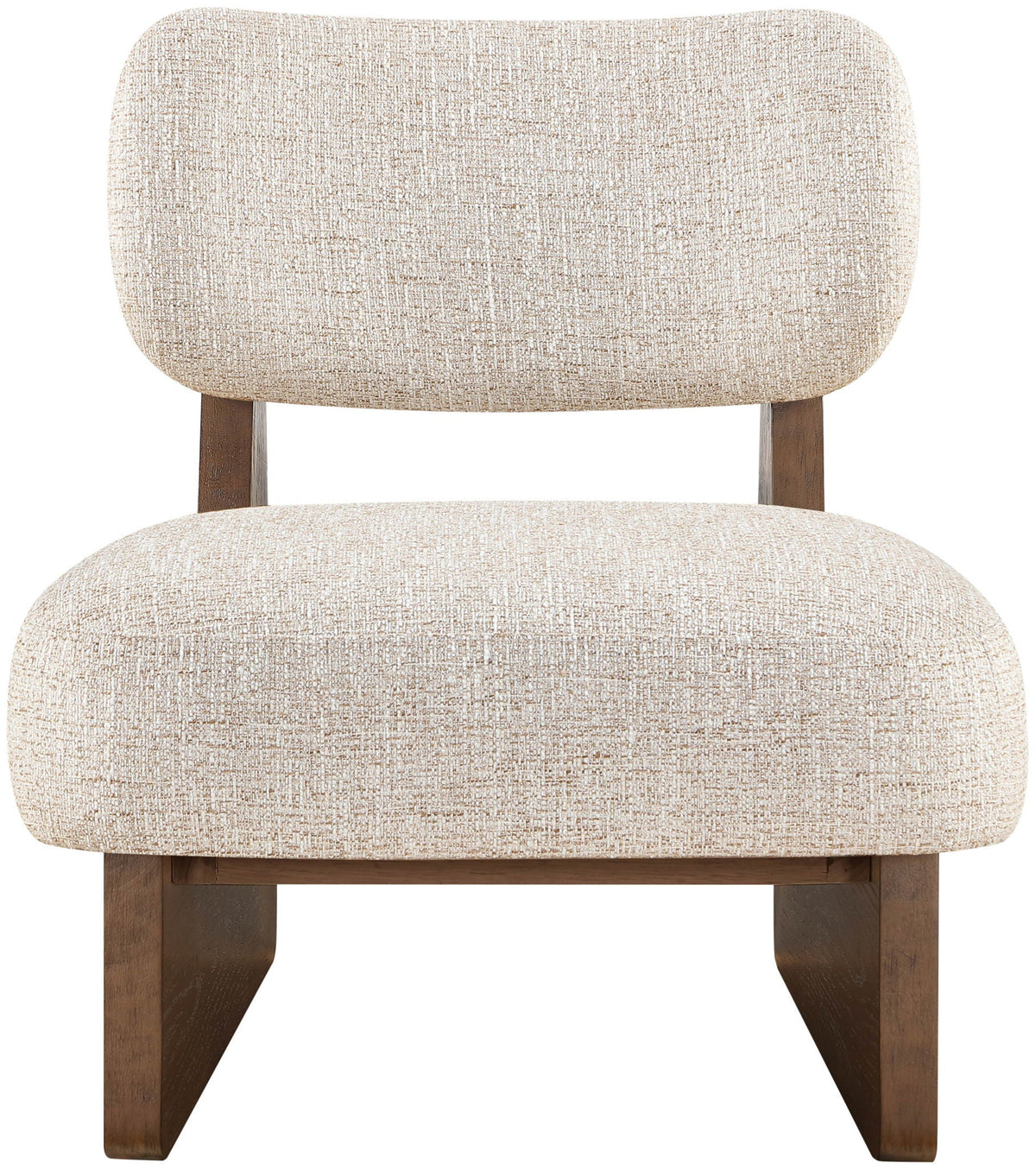 Vetra - Linen Textured Fabric Upholstered Accent Chair with Brown Base