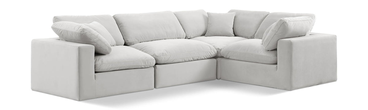 Comfy Velvet Modular Sectional — 4-Piece Sectional — Cream