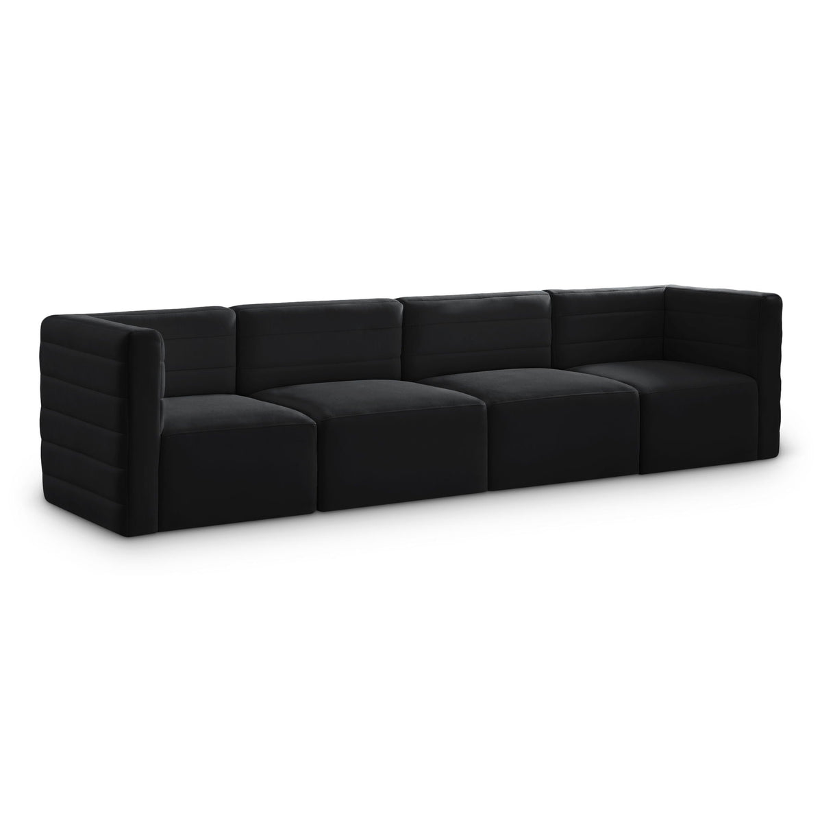 Quincy Velvet Modular Sectional — 4-Piece Sofa — Black