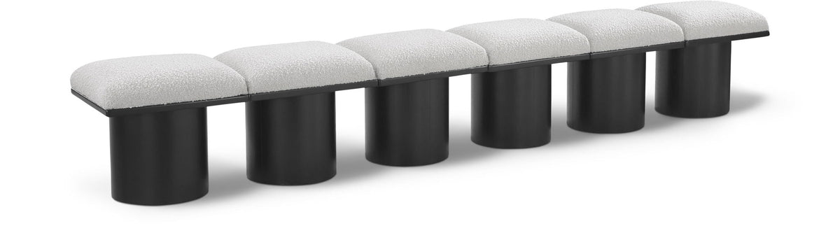 Pavilion Modular Bench 6-Piece Bench, 108"W x 15.5"D — Cream / Black Base