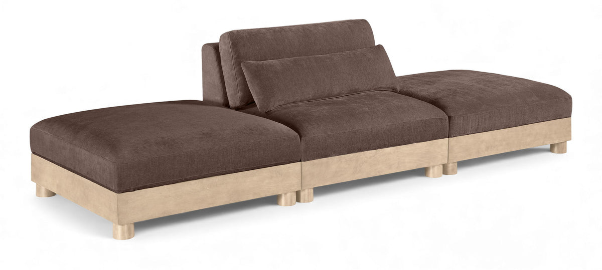 Turin Chenille Modular Sectional — 3-Piece Sofa (120" Wide) — Brown