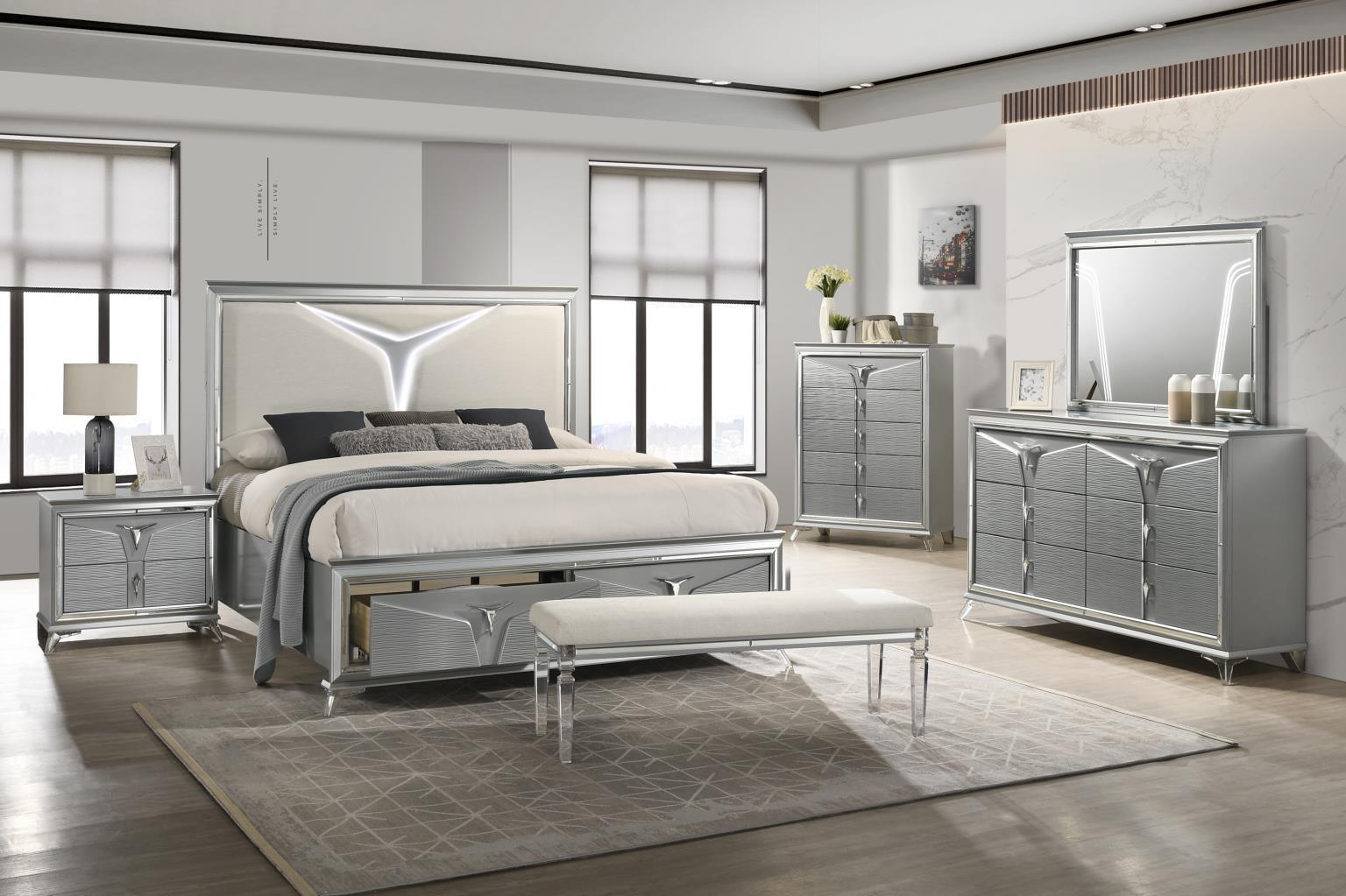 B024 Olive Shimmer Silver Bench — 54-Inch Wide