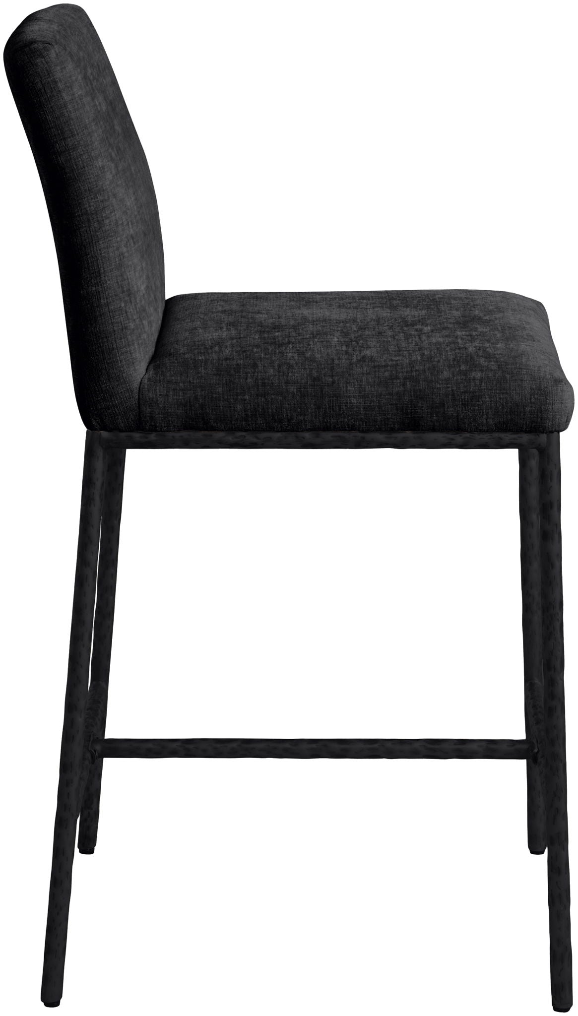 Reeves - Chenille Fabric Upholstered Counter Stool (Set of 2) with Black Base