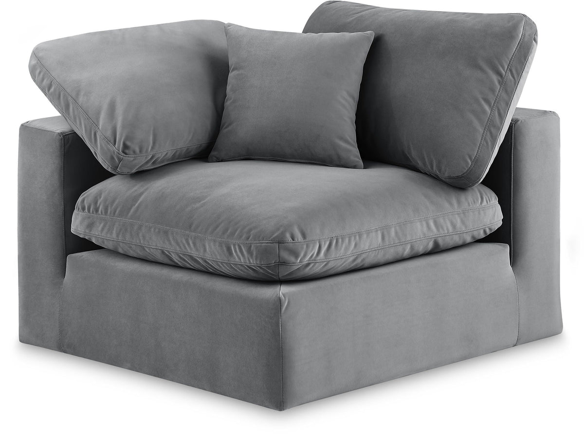 Comfy Velvet Modular Sectional — Add-On: Corner Chair — Grey