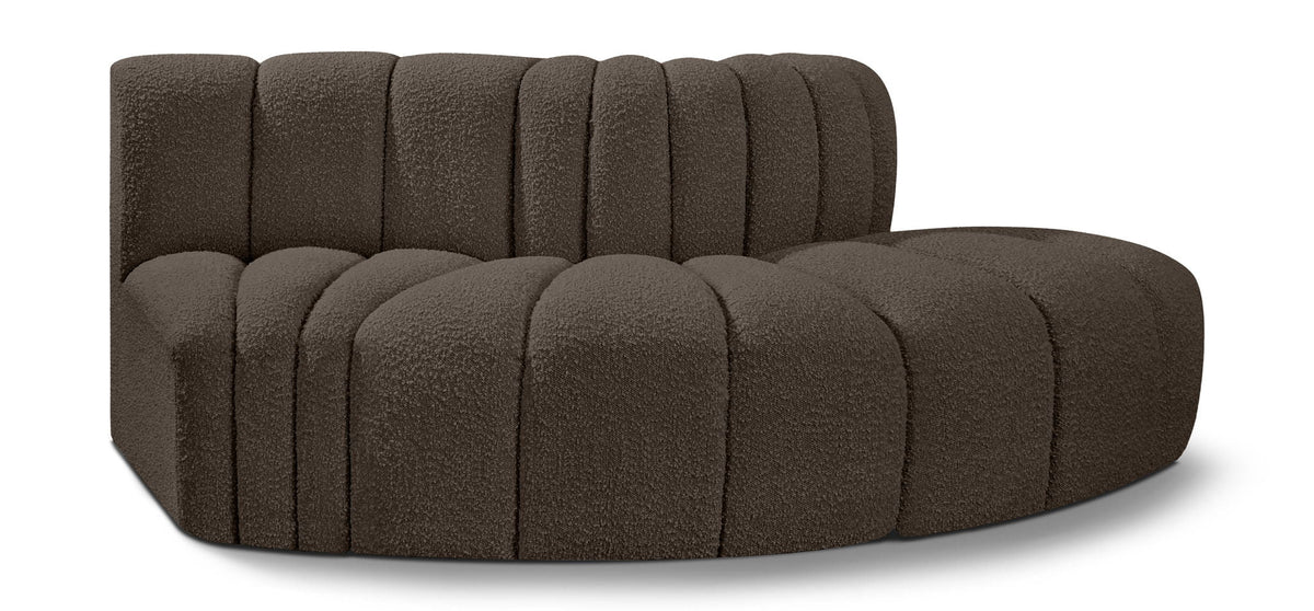 Arc Boucle Modular Sectional — 3-Piece Sofa — Brown